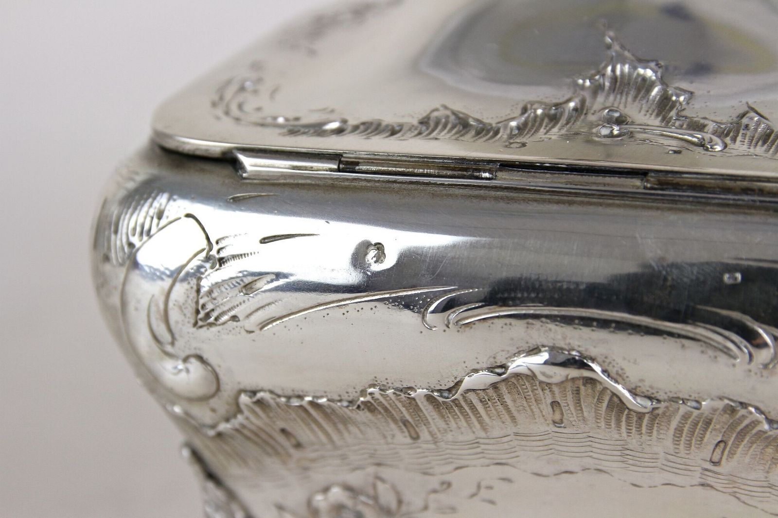 photo for sale 19th Century Embossed Silver Jewelry Box, Diana Head Hallmark, Austria Ca. 1870