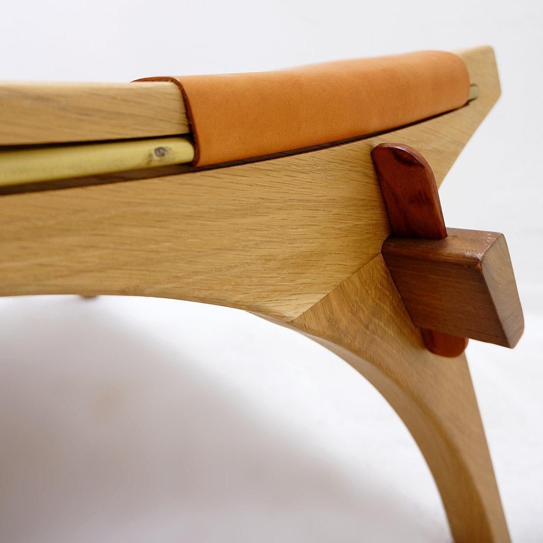Vintage Scandinavian Style Lounge Chair In Wood And Leather photo vinterior