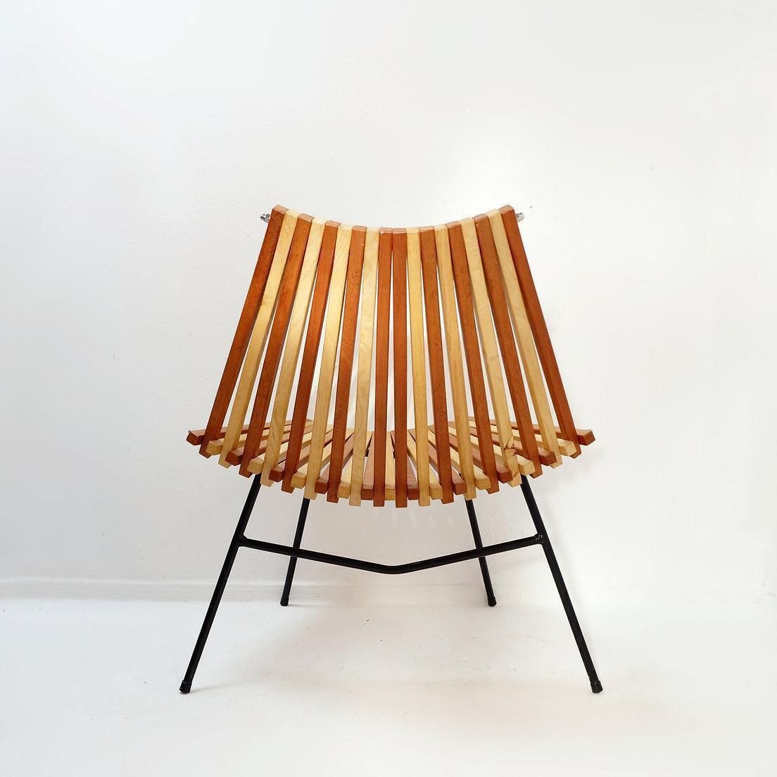 676.0 “Slats” Side Chair Chair In The Style Of Mod. 218 By Dirk Van Sliedregt For Rohé photo