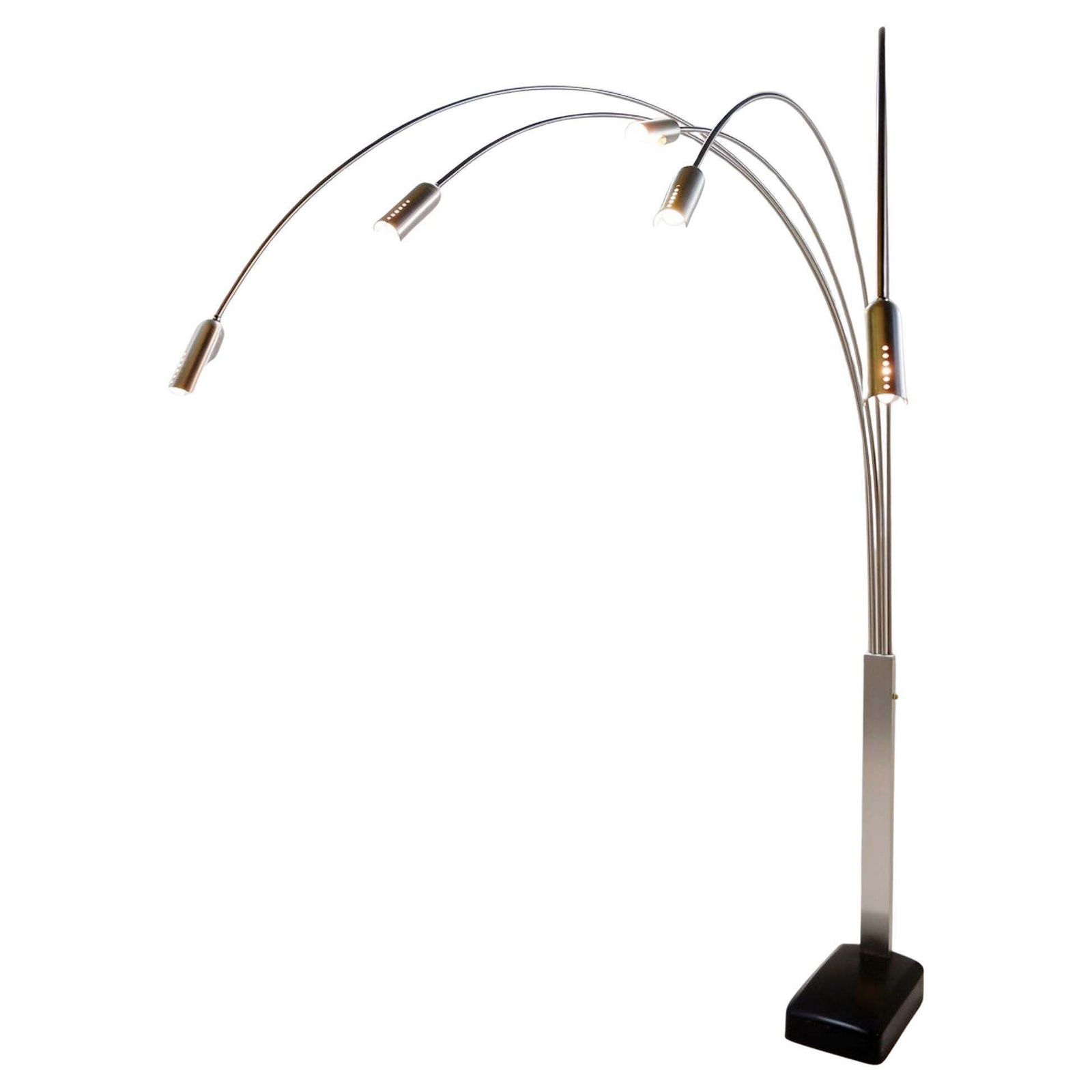 Italian Arc Floor Lamp With 5 Arms In Brushed Chrome   1970s
