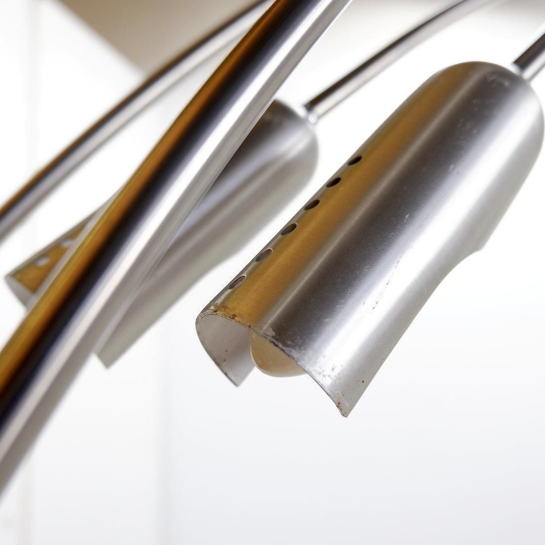 Italian Arc Floor Lamp With 5 Arms In Brushed Chrome   1970s photo buy