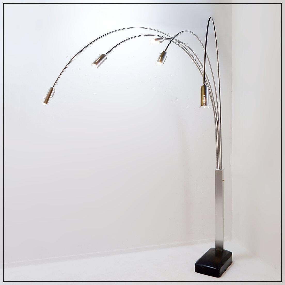 photo vinterior Italian Arc Floor Lamp With 5 Arms In Brushed Chrome   1970s