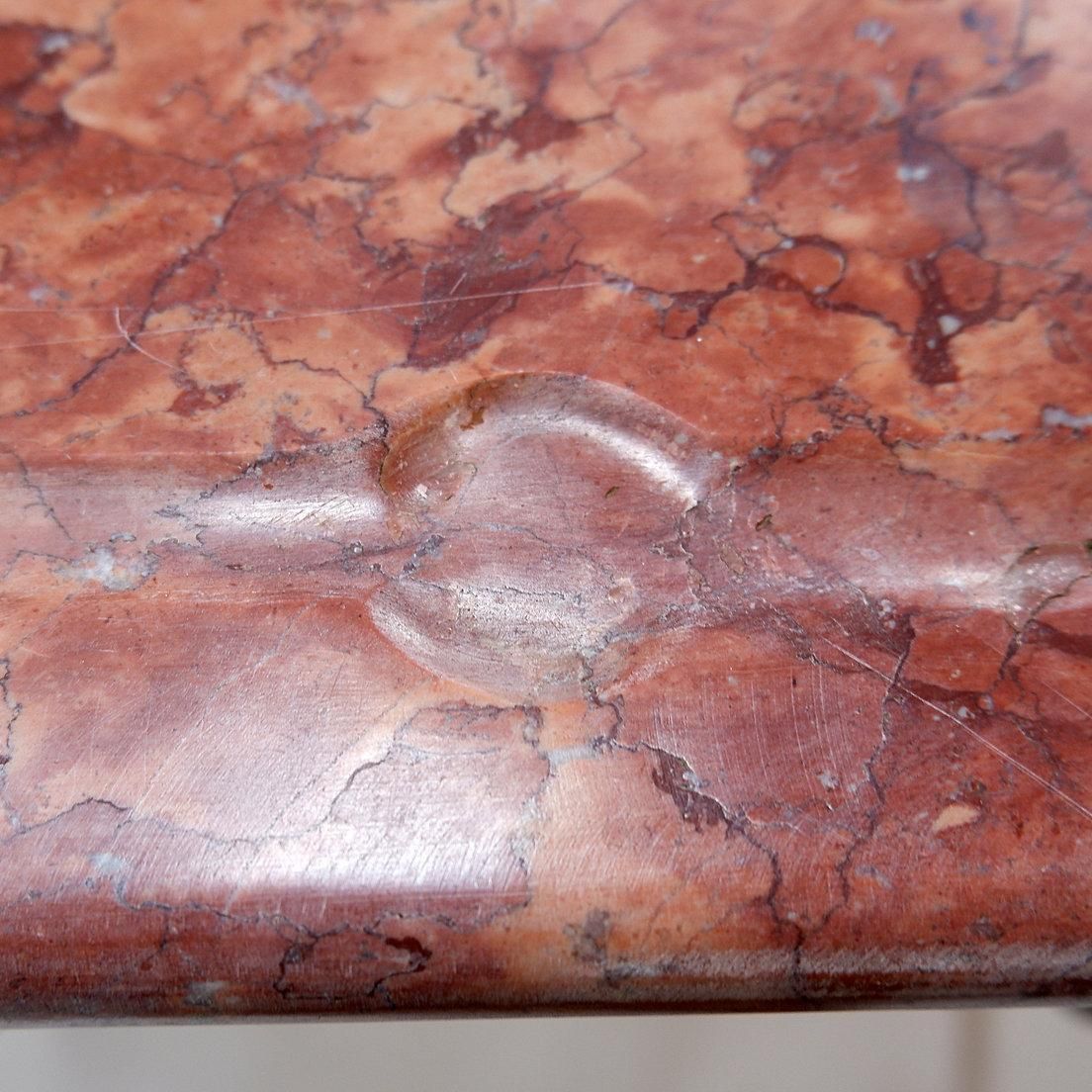 photo vinterior Large 19th French Butcher's Table In Wrought Iron And Red Marble