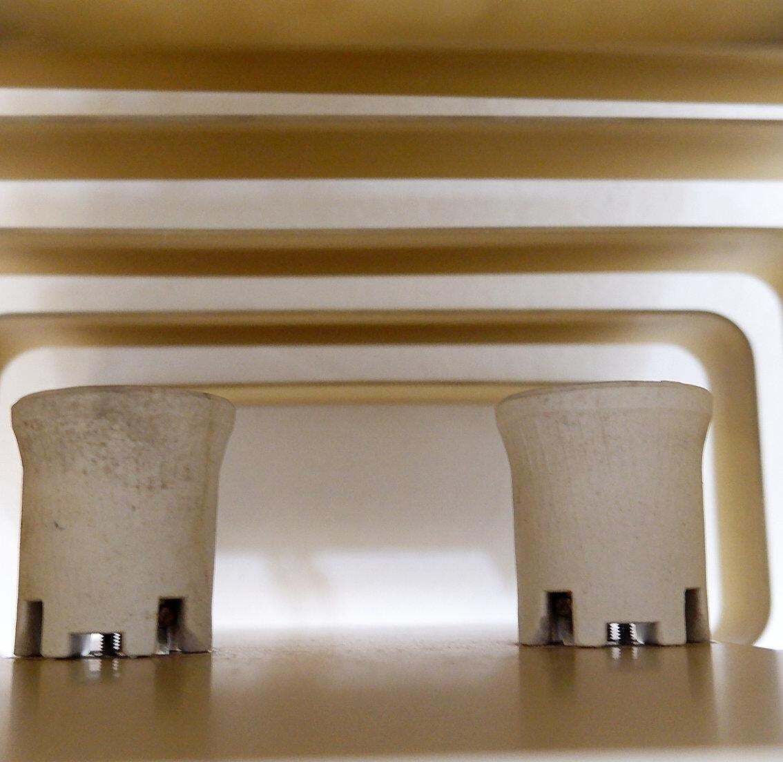 photo vintage Pair Of Gold Colored Aluminum Wall Lamps By Jules Wabbes   2 Pairs Available (1)