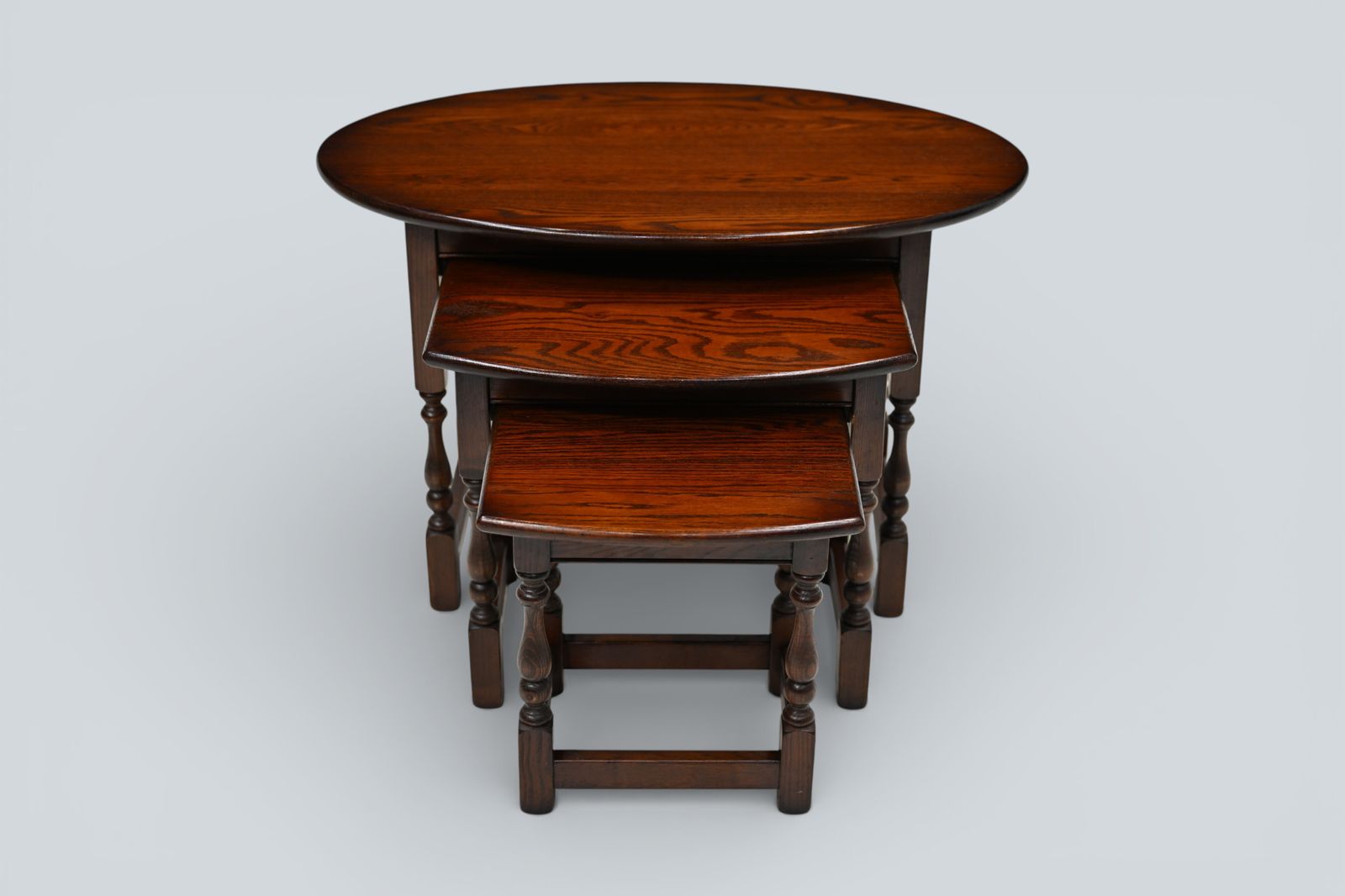 Old Charm Oval Nest Of Tables In Tudor Brown Model 1990 Good Free Uk Delivery photo furniture