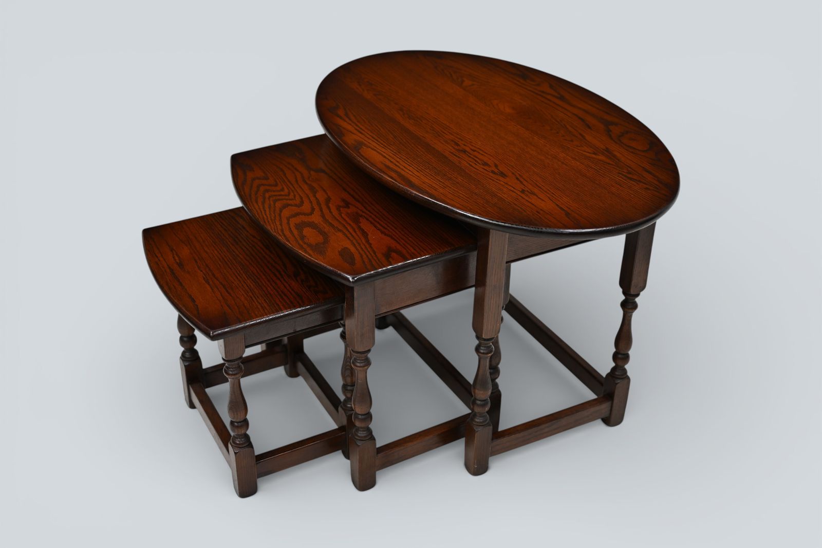Old Charm Oval Nest Of Tables In Tudor Brown Model 1990 Good Free Uk Delivery photo for sale