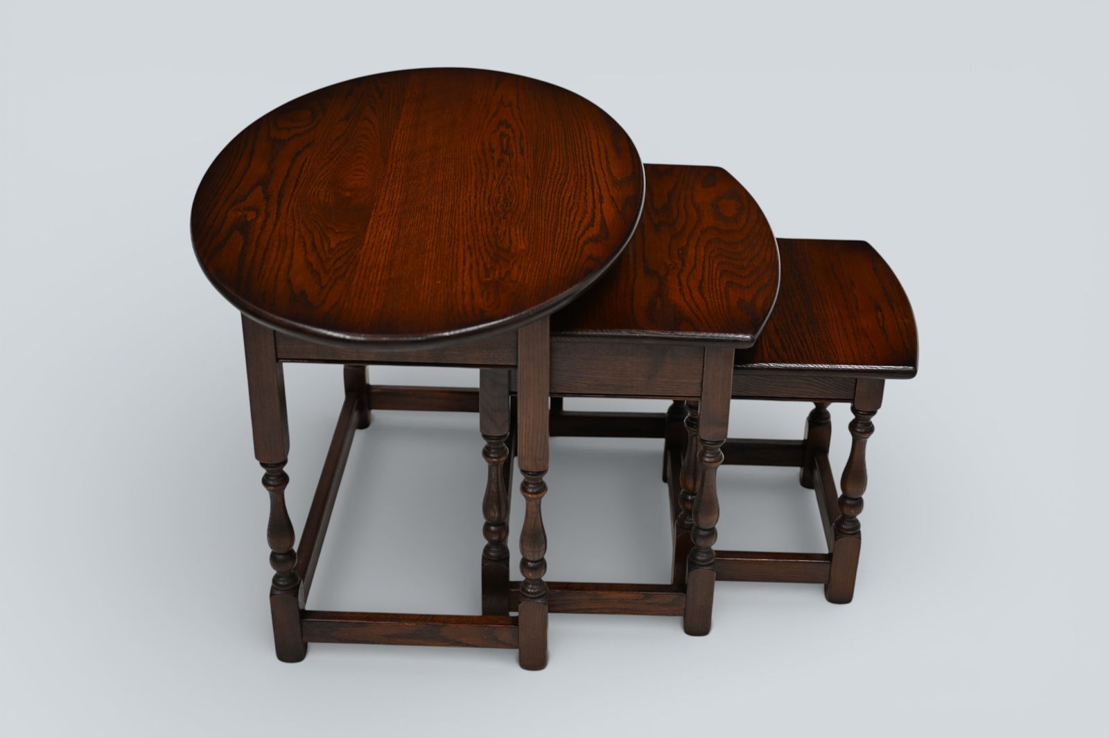 Old Charm Oval Nest Of Tables In Tudor Brown Model 1990 Good Free Uk Delivery photo vintage