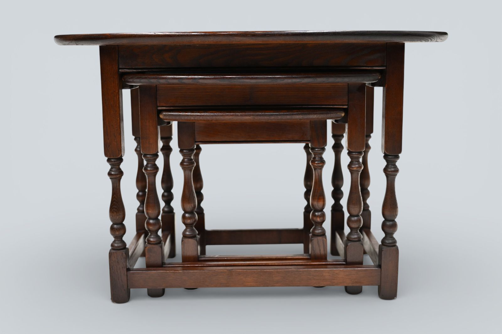 Furniture Old Charm Oval Nest Of Tables In Tudor Brown Model 1990 Good Free Uk Delivery photo