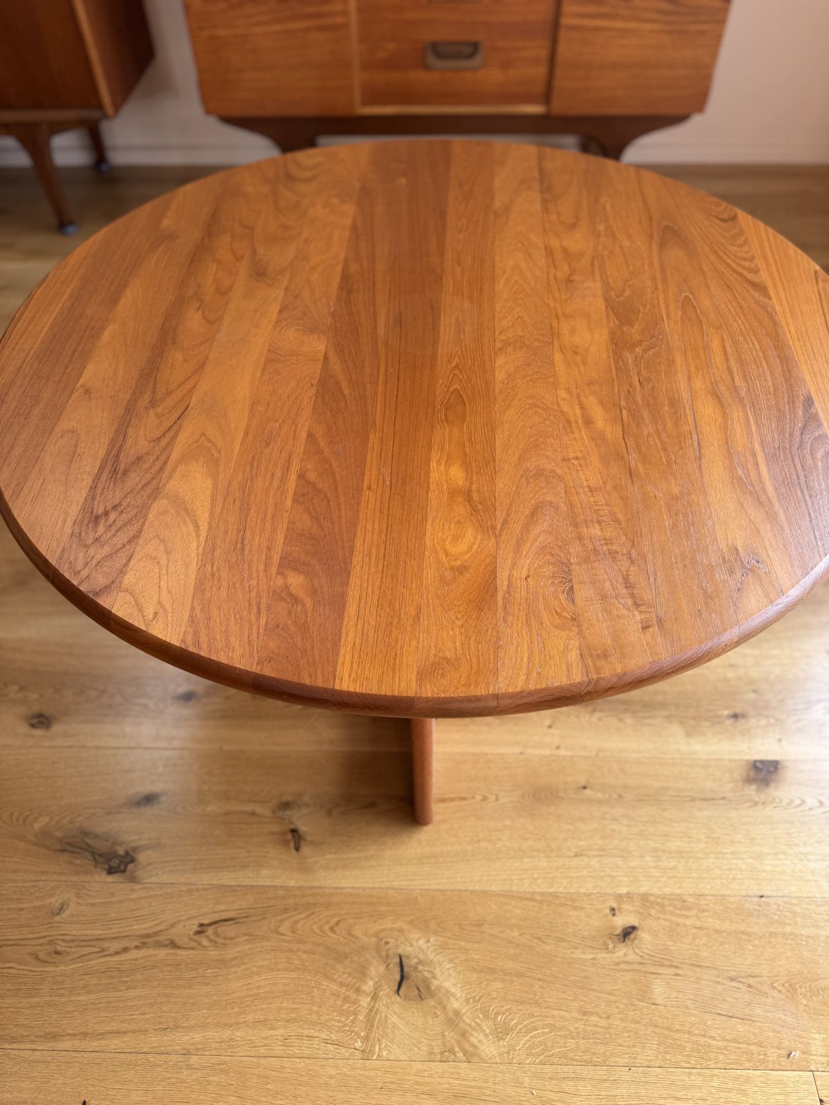 photo buy Large Vintage, Mid Century, Teak, Round Coffee Table, Danish, 1960s/70s