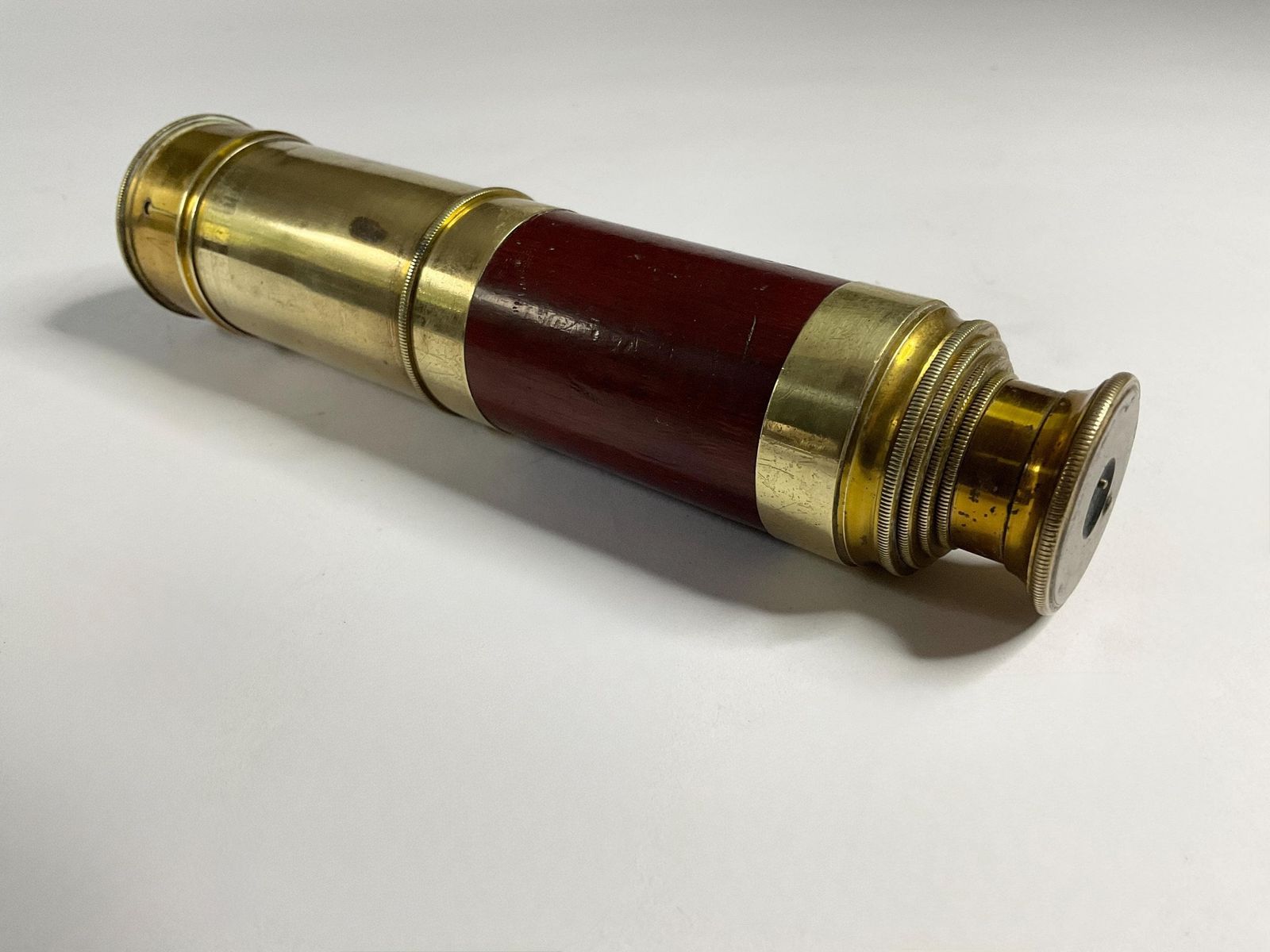 Antique Victorian 4 Draw Pocket Telescope – Mahogany & Brass – Original Card Case – C. 1860 photo furniture