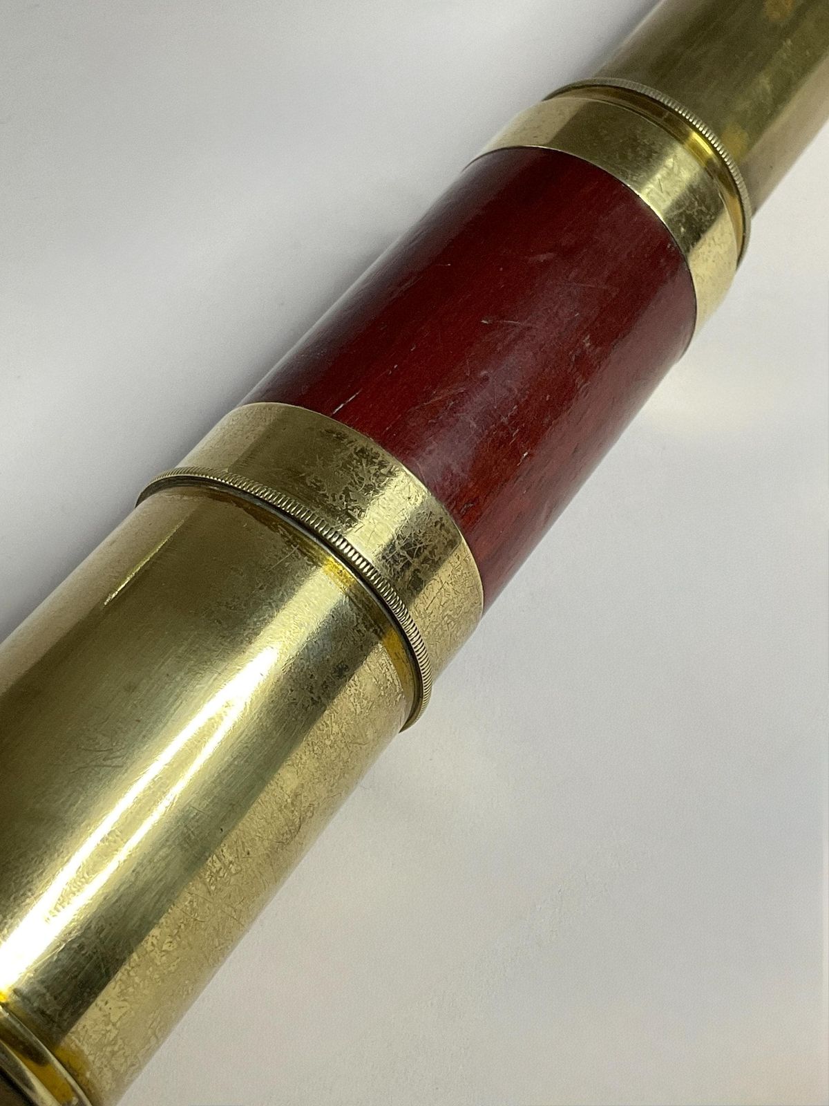 Antique Victorian 4 Draw Pocket Telescope – Mahogany & Brass – Original Card Case – C. 1860 photo vinterior