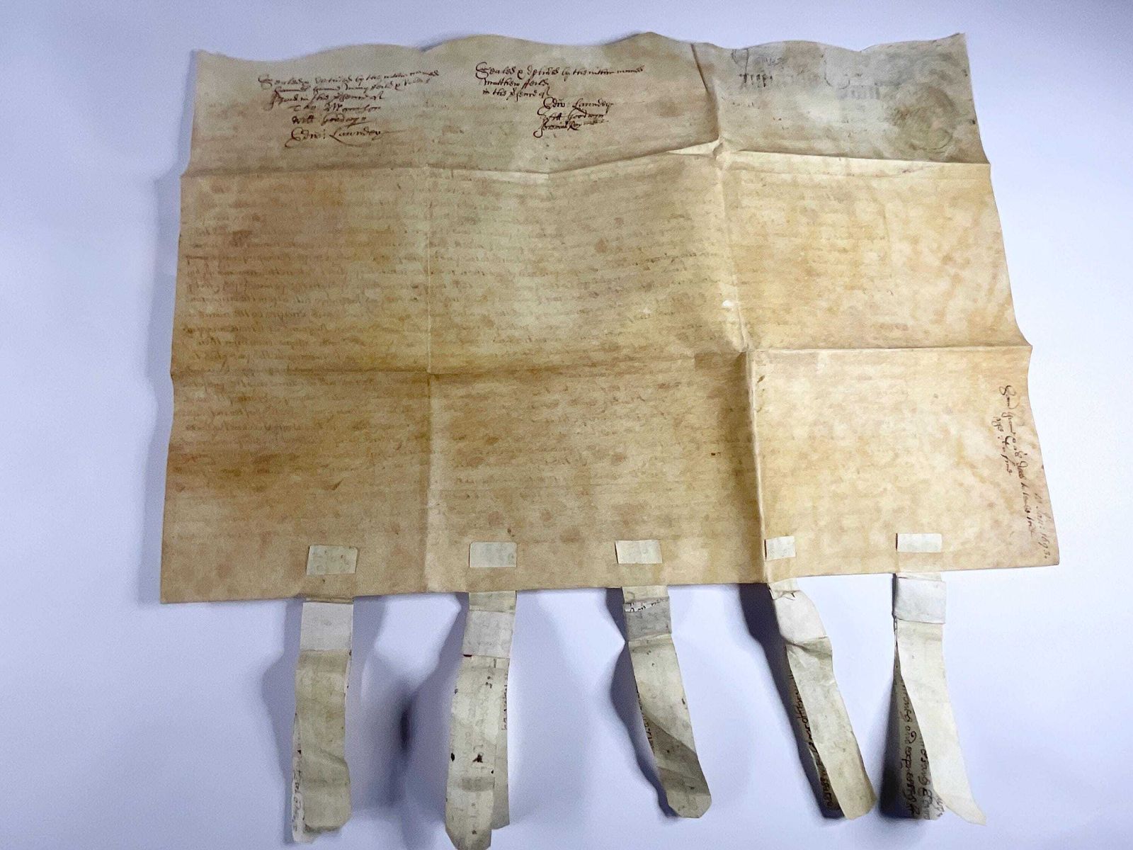 photo vinterior Rare 1693 Vellum Document With Four Seals. William & Mary Property Indenture.