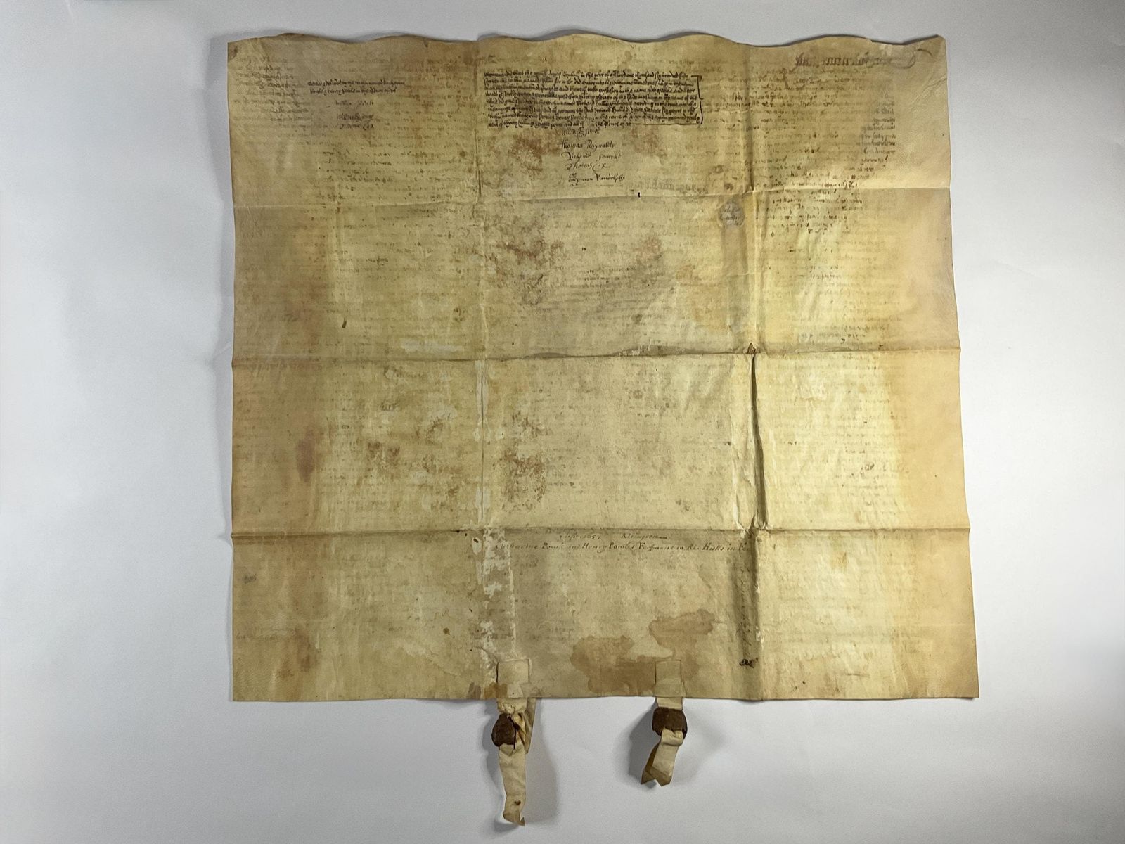 Rare Vellum Manuscript   1657 Cromwellian Indenture – Hand Inscribed Vellum photo for sale