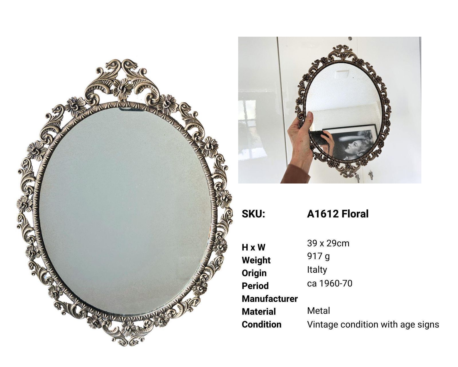 Messing Wandspiegel | Italiaanse Barokstijl | 1 Stuk photo Woonaccessoires