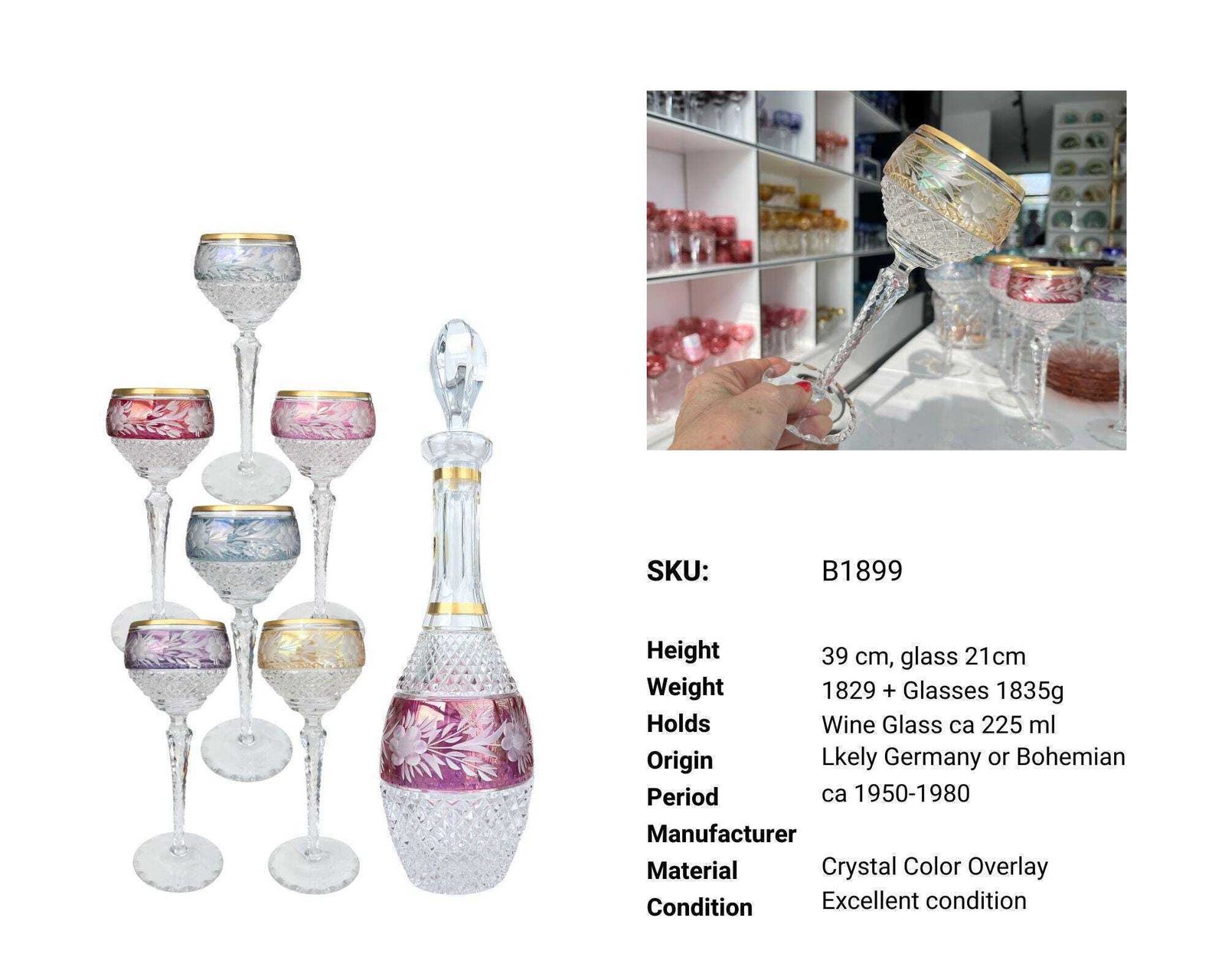 Boheems Kristallen Karaf | Set 7 Delig | Iriserend Parelmoerglans photo Woonaccessoires