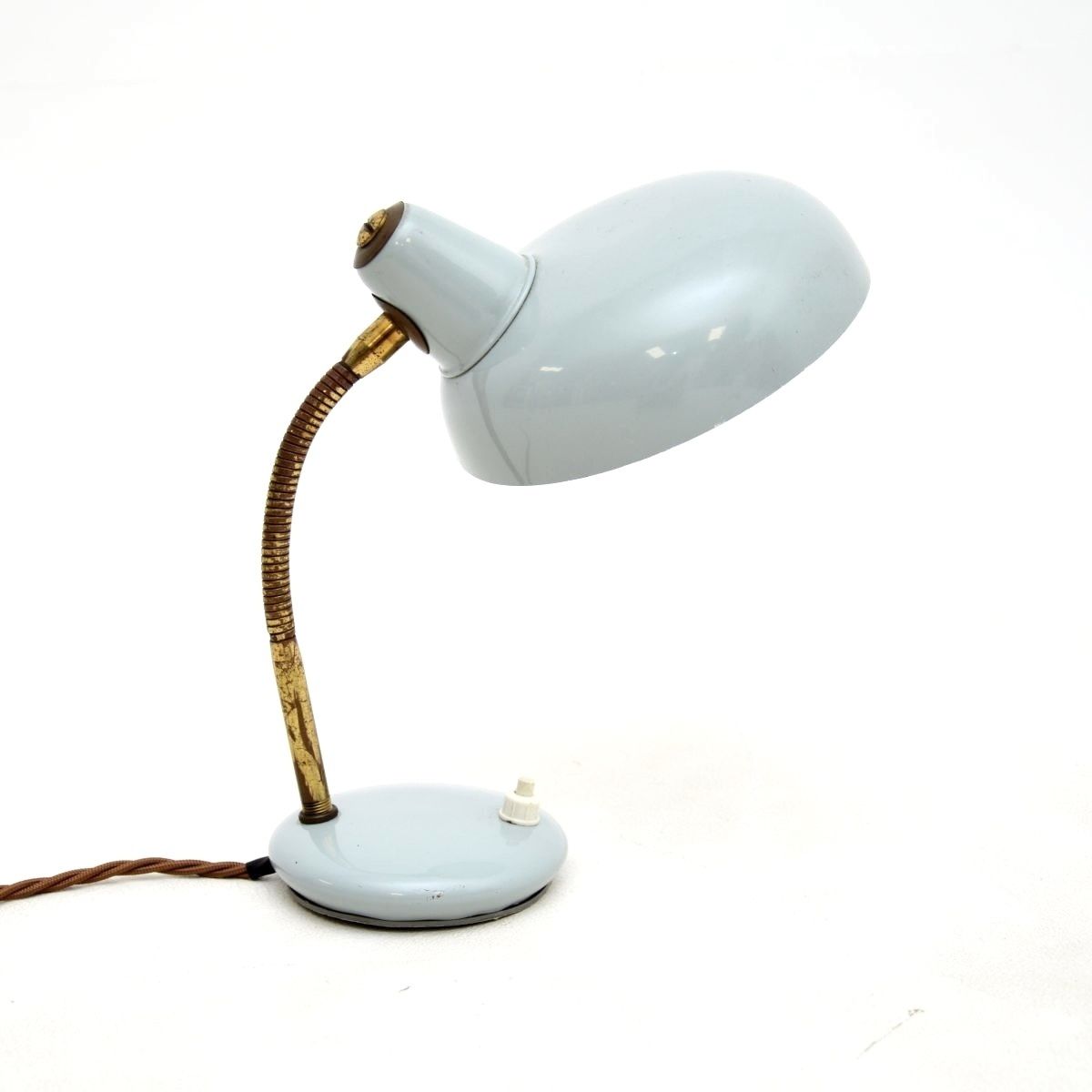Vintage French Enamelled Tole And Brass Desk Lamp photo furniture