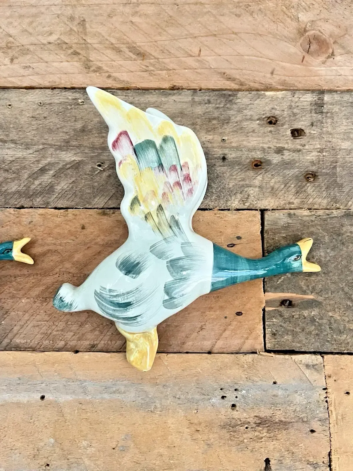 Set Of 3 Staffordshire Flying Duck Mallard Wall Plaques Pocket Vases Not Beswick photo Art