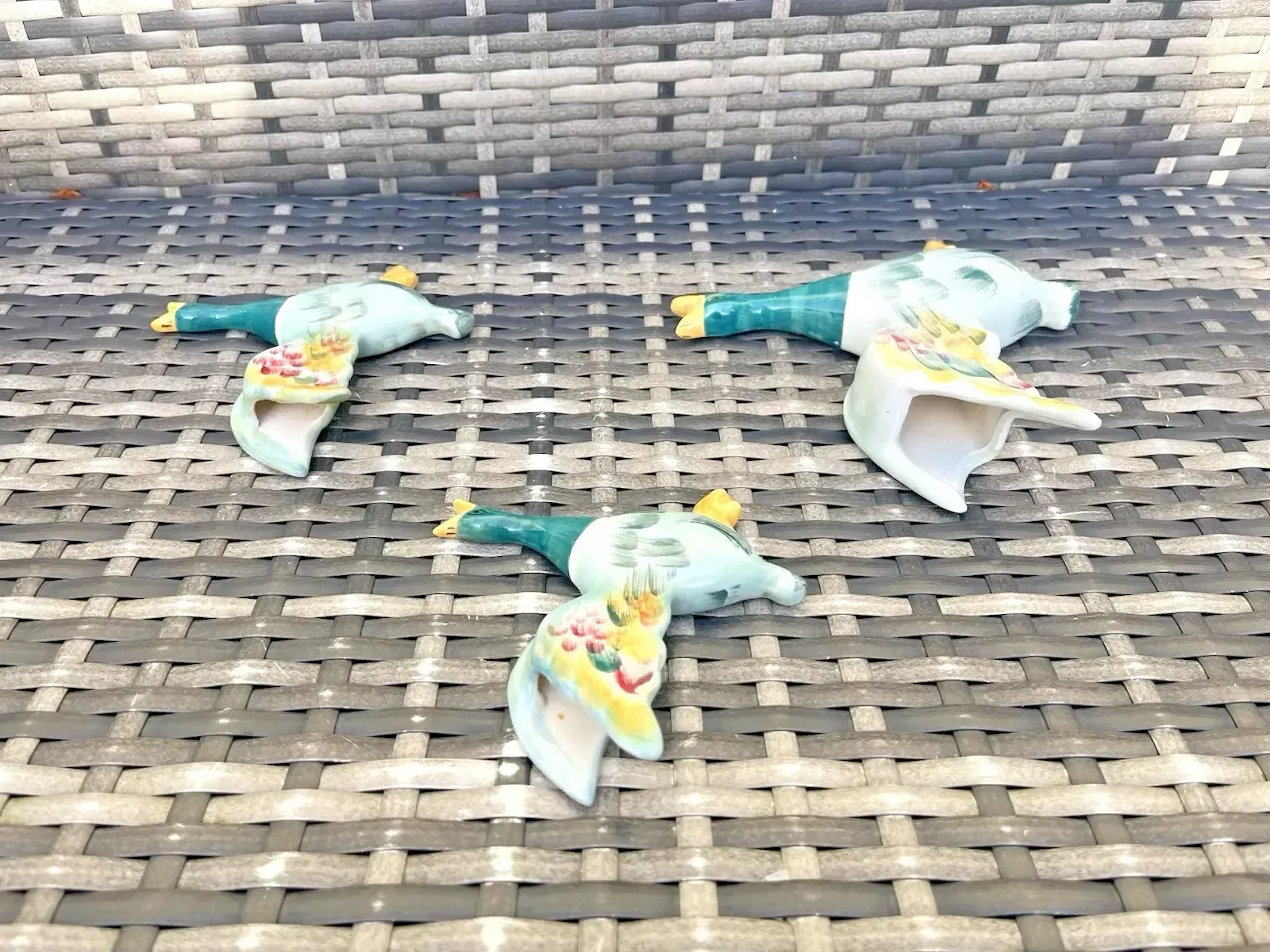 Set Of 3 Staffordshire Flying Duck Mallard Wall Plaques Pocket Vases Not Beswick photo buy