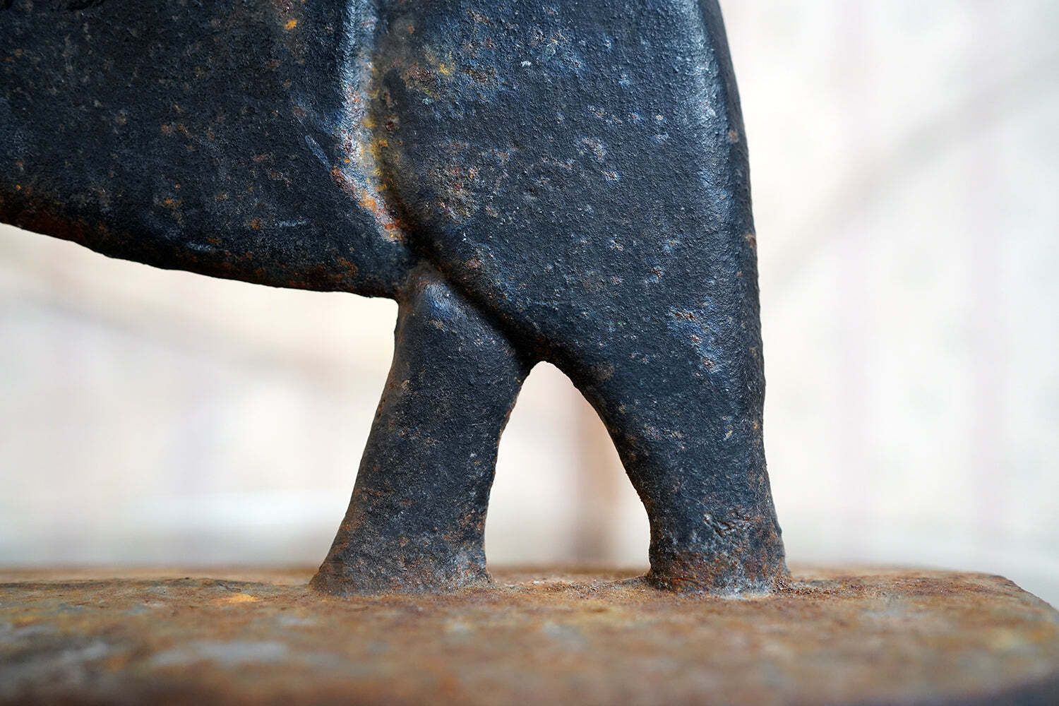 photo vintage An Early 20thc American Folk Art Painted Cast Iron Boot Scraper Formed As A Cat C.1920