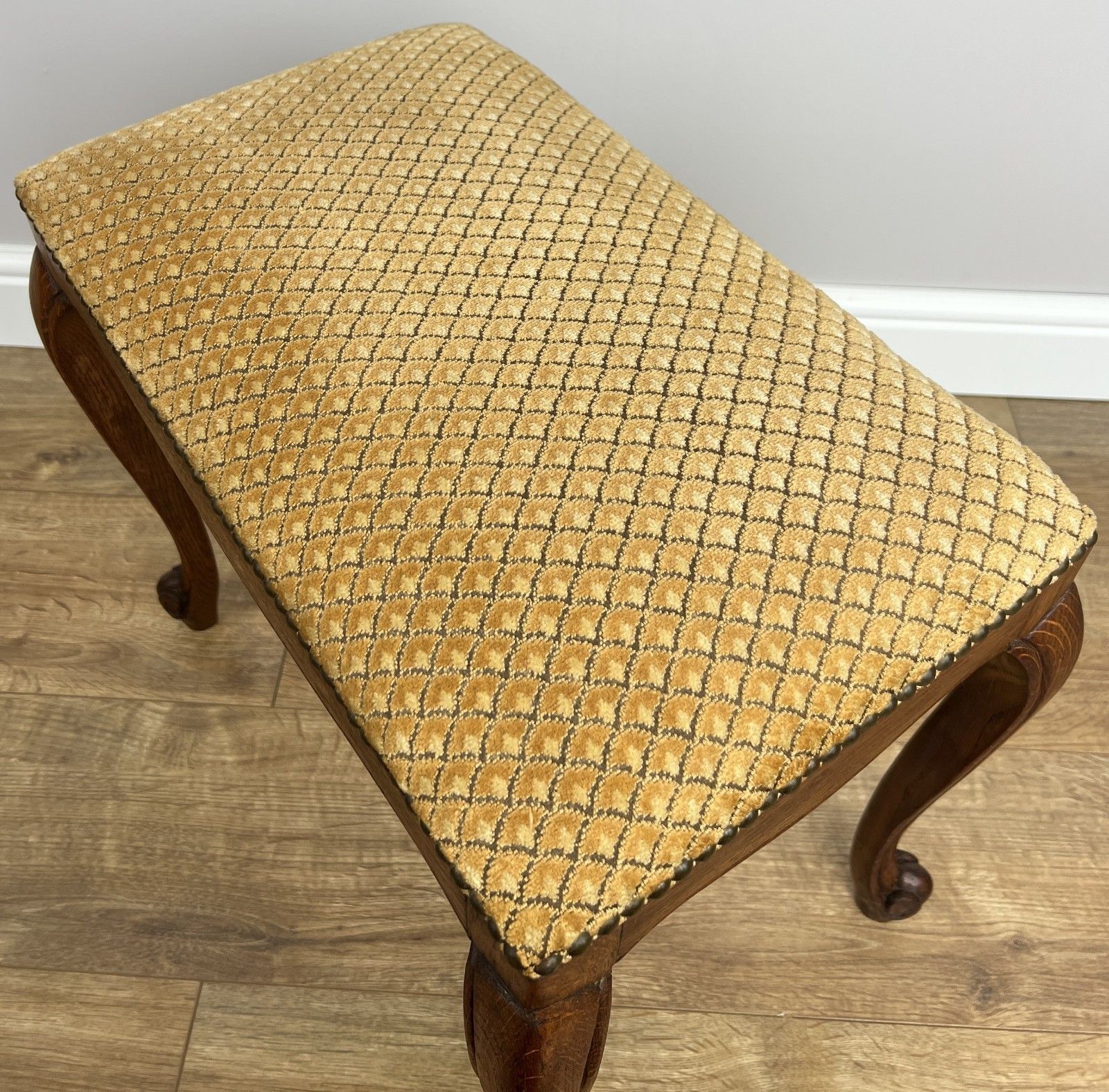 Footstool Vintage French Louis Style Oak Upholstered Stool Bench Lot 4863 photo Furniture