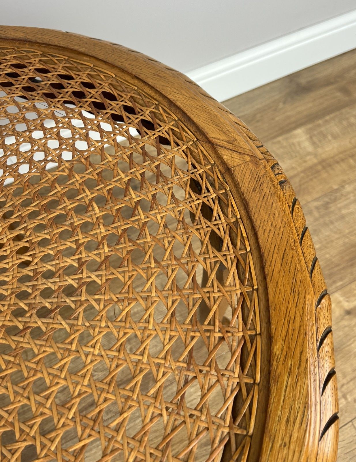 photo for sale Coffee Table Vintage French Louis Style Oak Carved Cane Top Side Table Lot 4865