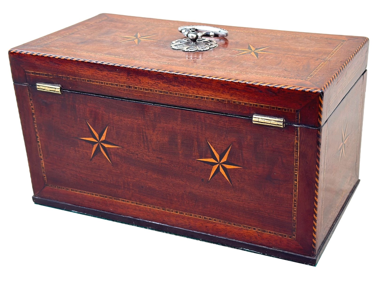 Woonaccessoires Georgian 18th Century Mahogany Star Inlaid Tea Caddy (England, Circa 1790) photo