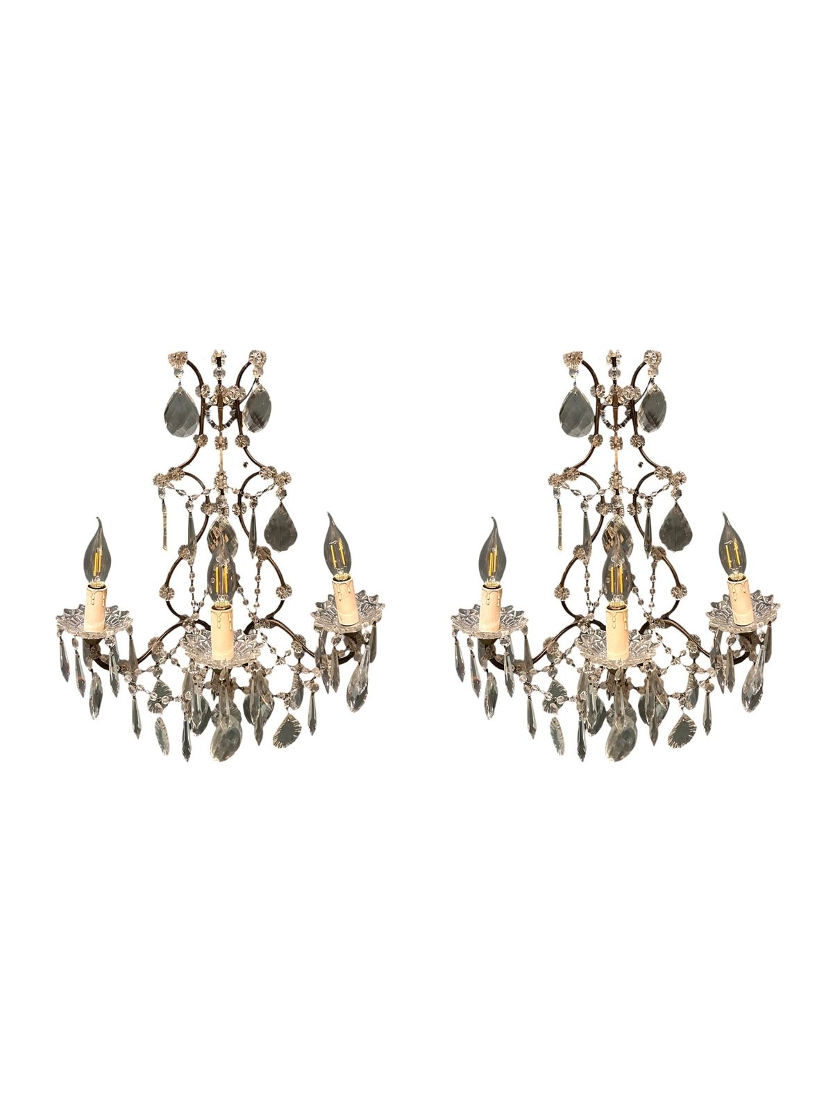 Vintage Crystal Wall Sconces, Italy, 1960s   Set Of 2