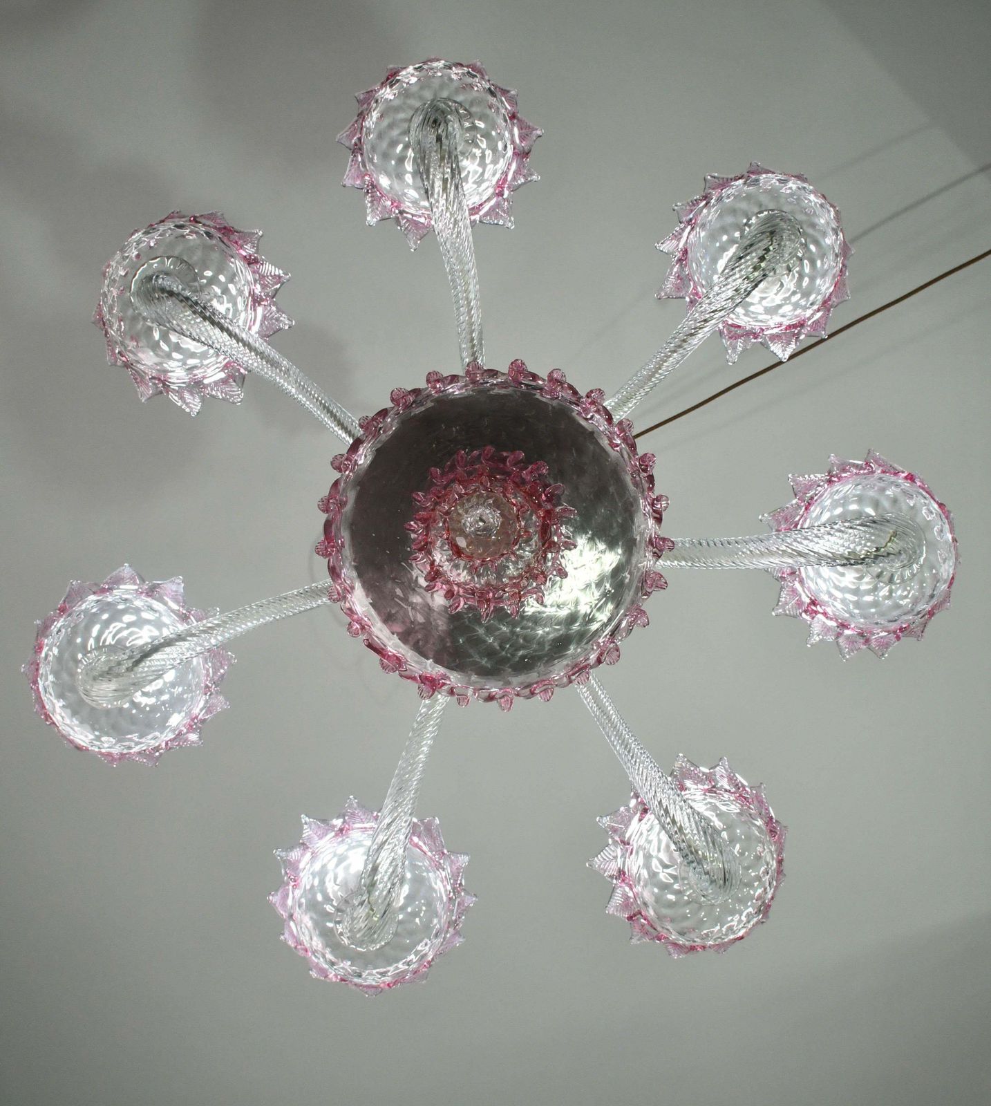 Wonderful Vintage Pink Venetian Chandelier Murano Glass 7 Arms photo for sale