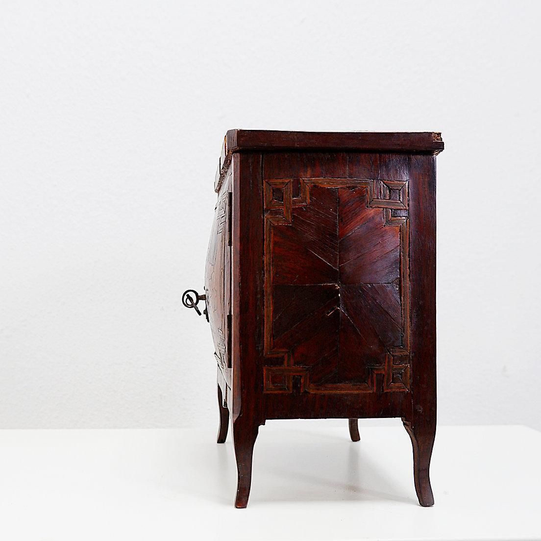 photo buy Mahogany Marquetry 'Meuble De Maitrise' With Floral Decoration   20th