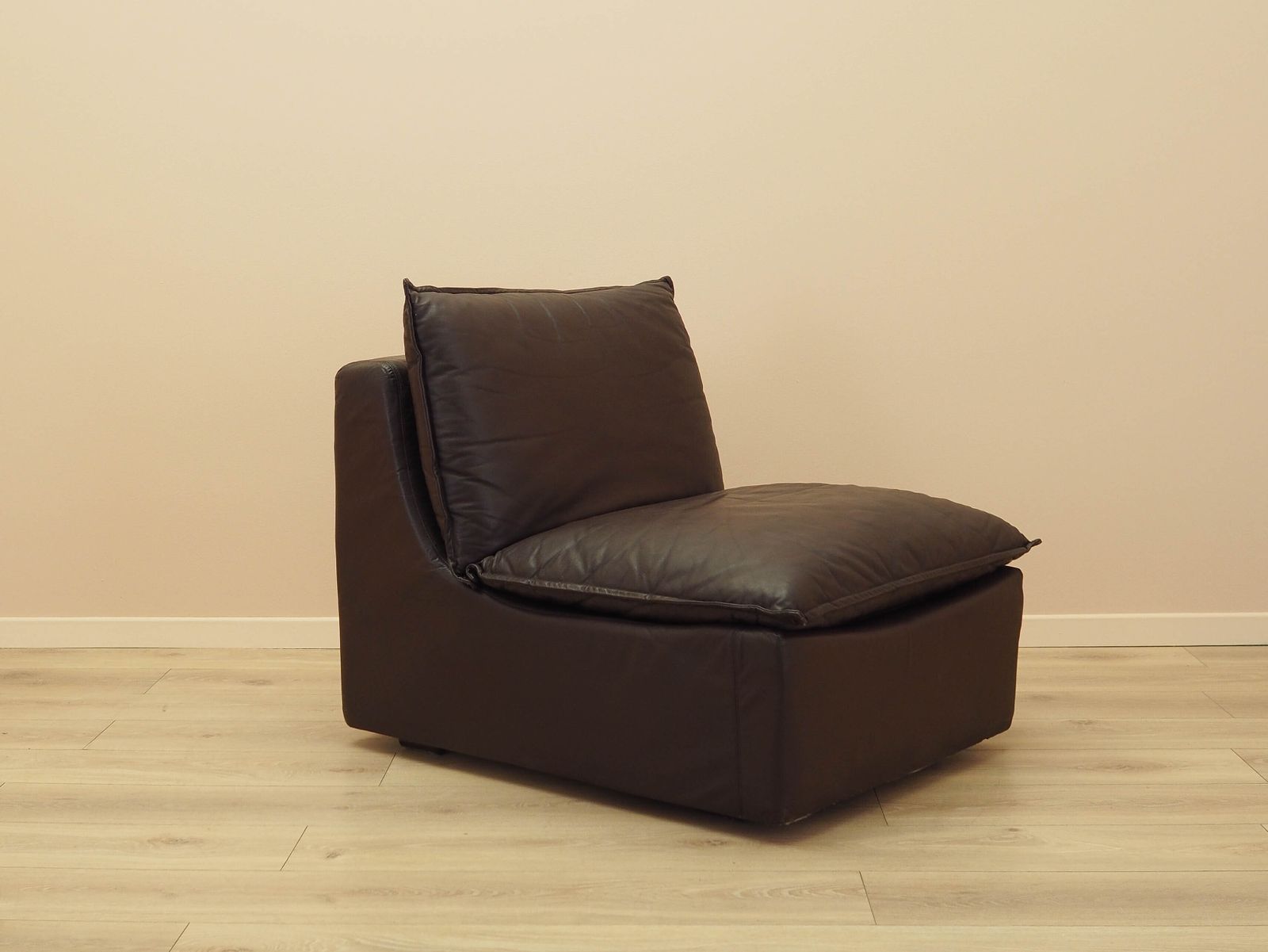 Brown Leather Armchair, Italian Design, 1960s, Production: Italy photo vintage
