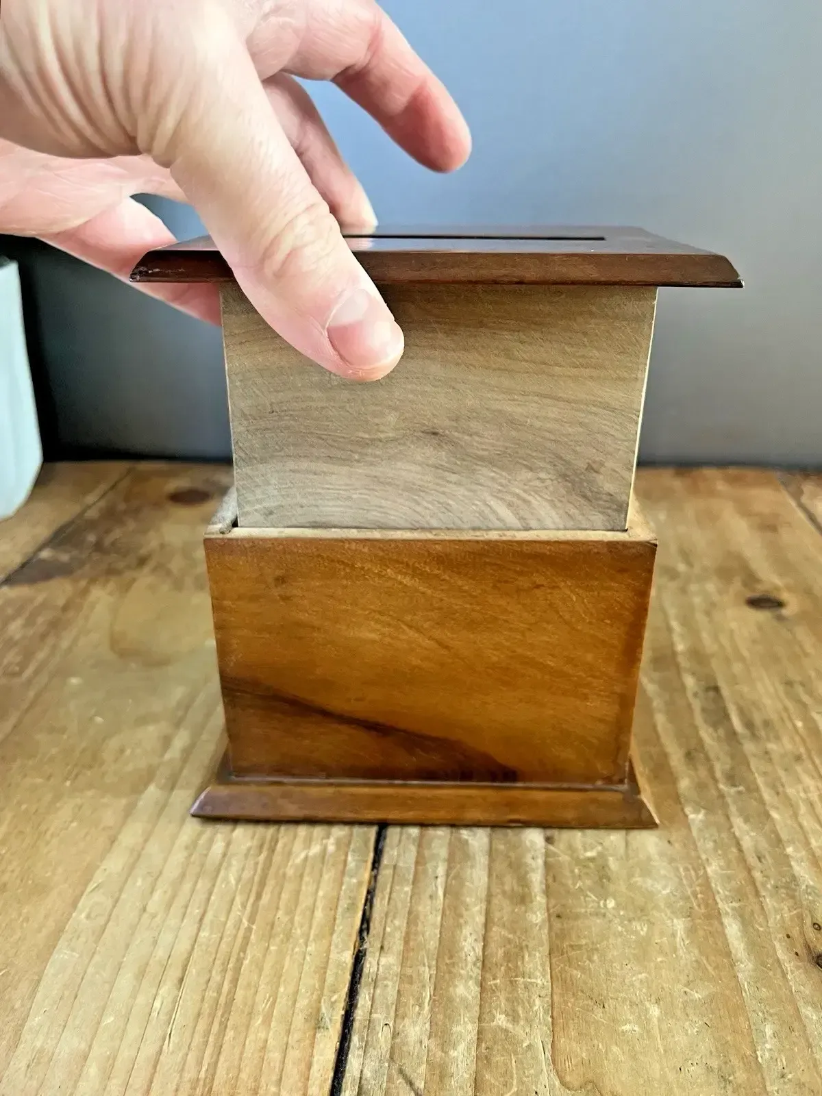 Antique Art Deco Wooden Painted Swallow Cigarette Holder Lift Dispenser Desk Box photo buy