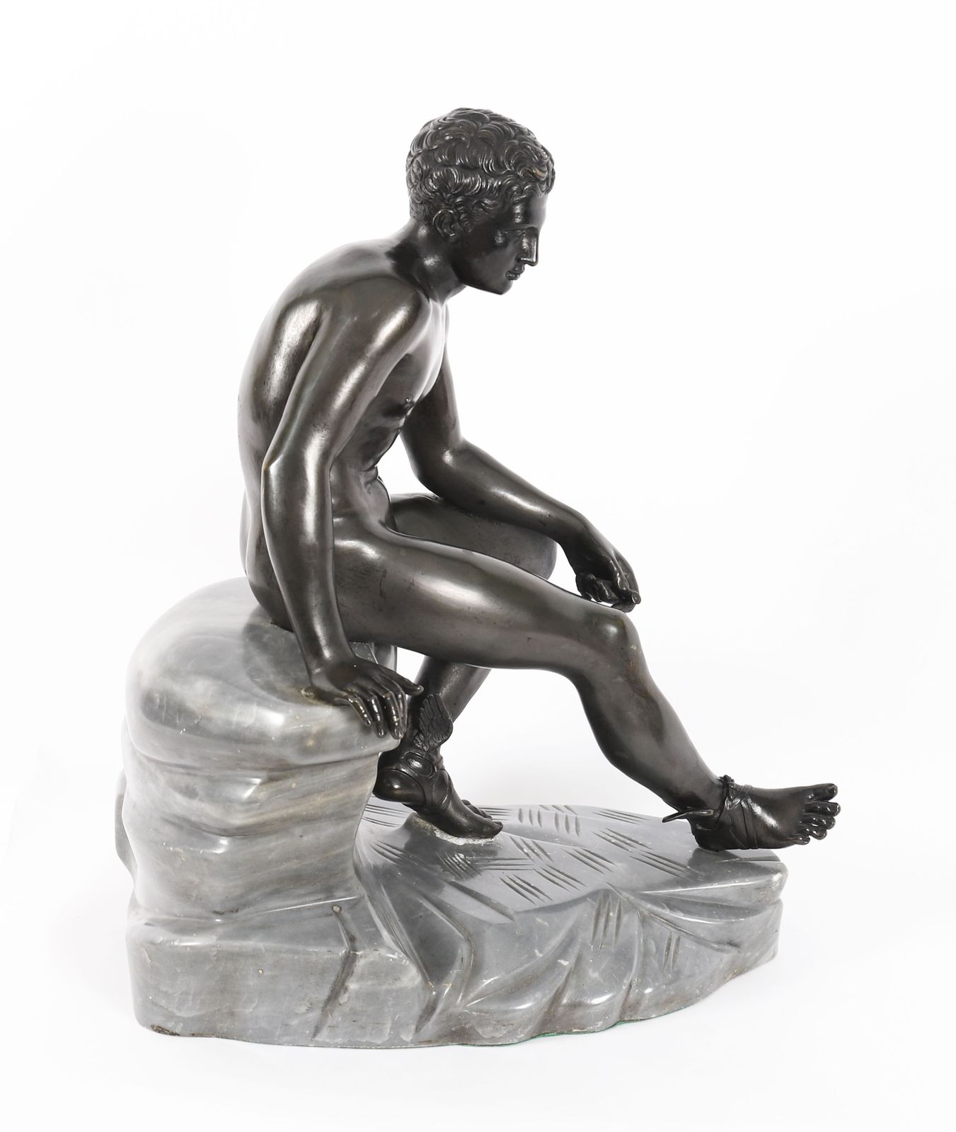 photo vintage Antique Monumental Italian Grand Tour Bronze Sculpture Mercury Hermes 19thc