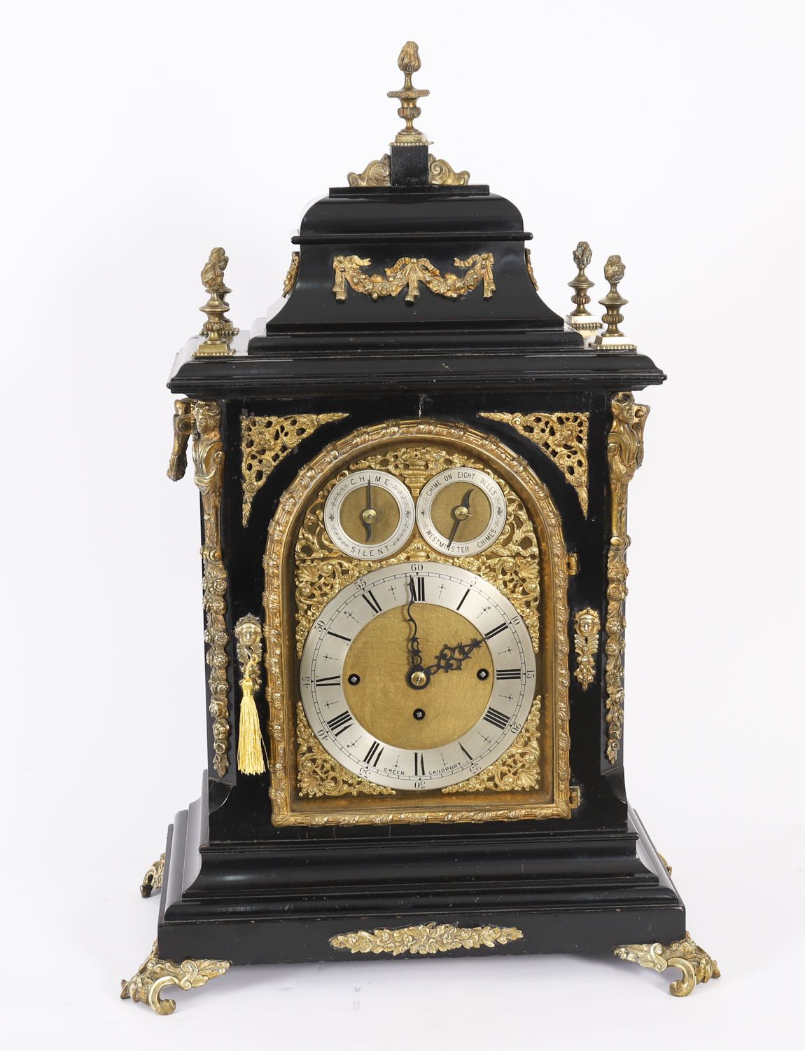 Antique Ormolu Mounted Ebonised Gilt Bronze Chiming Mantel Clock C1860 photo furniture