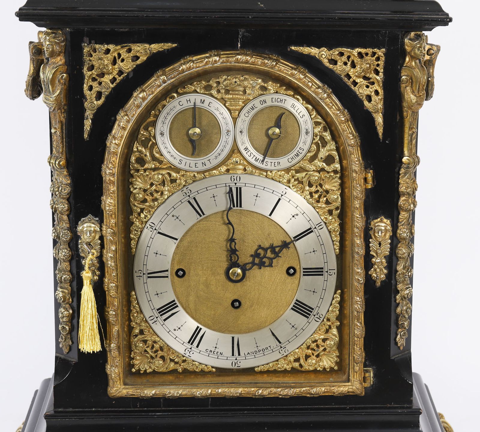 Antique Ormolu Mounted Ebonised Gilt Bronze Chiming Mantel Clock C1860 photo vinterior