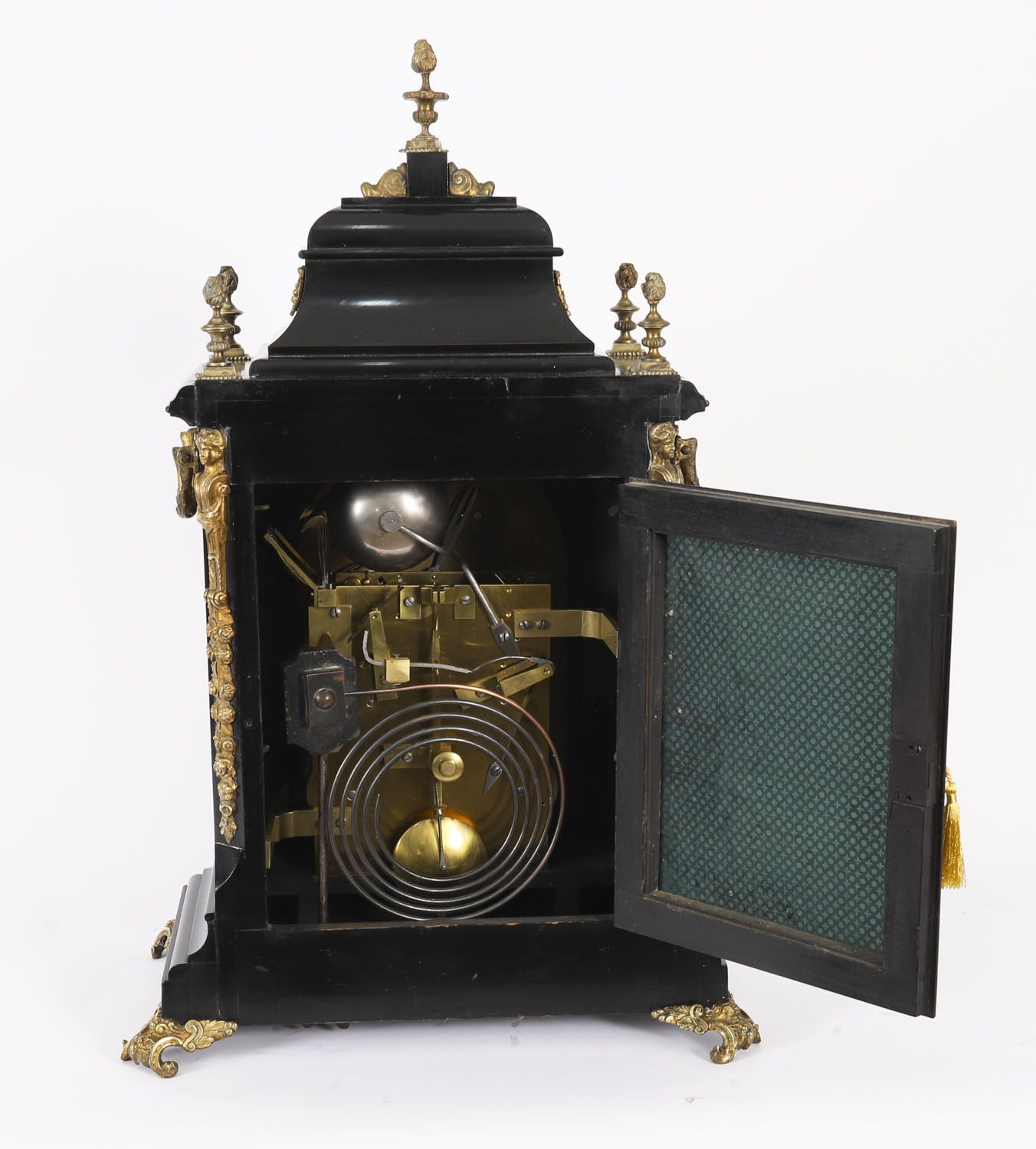 6250.0 Antique Ormolu Mounted Ebonised Gilt Bronze Chiming Mantel Clock C1860 photo