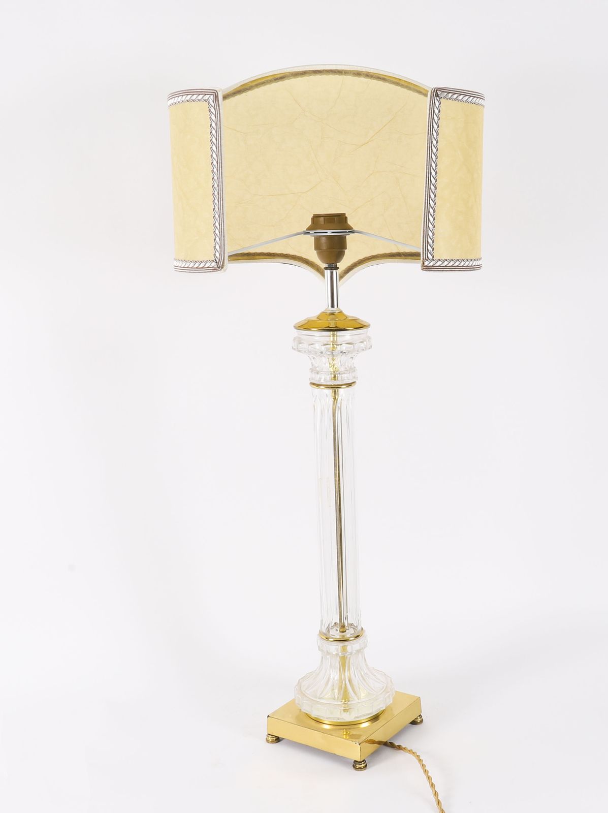 Lighting Monumental Pair Art Deco Glass & Ormolu Lamps 20th C photo