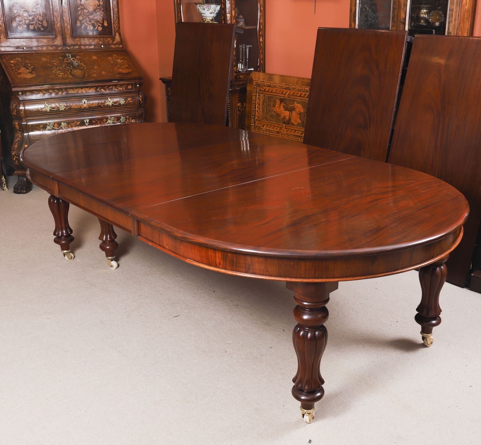 Antique 19th C 16ft Flame Mahogany Extending Dining Table & 16chairs photo buy
