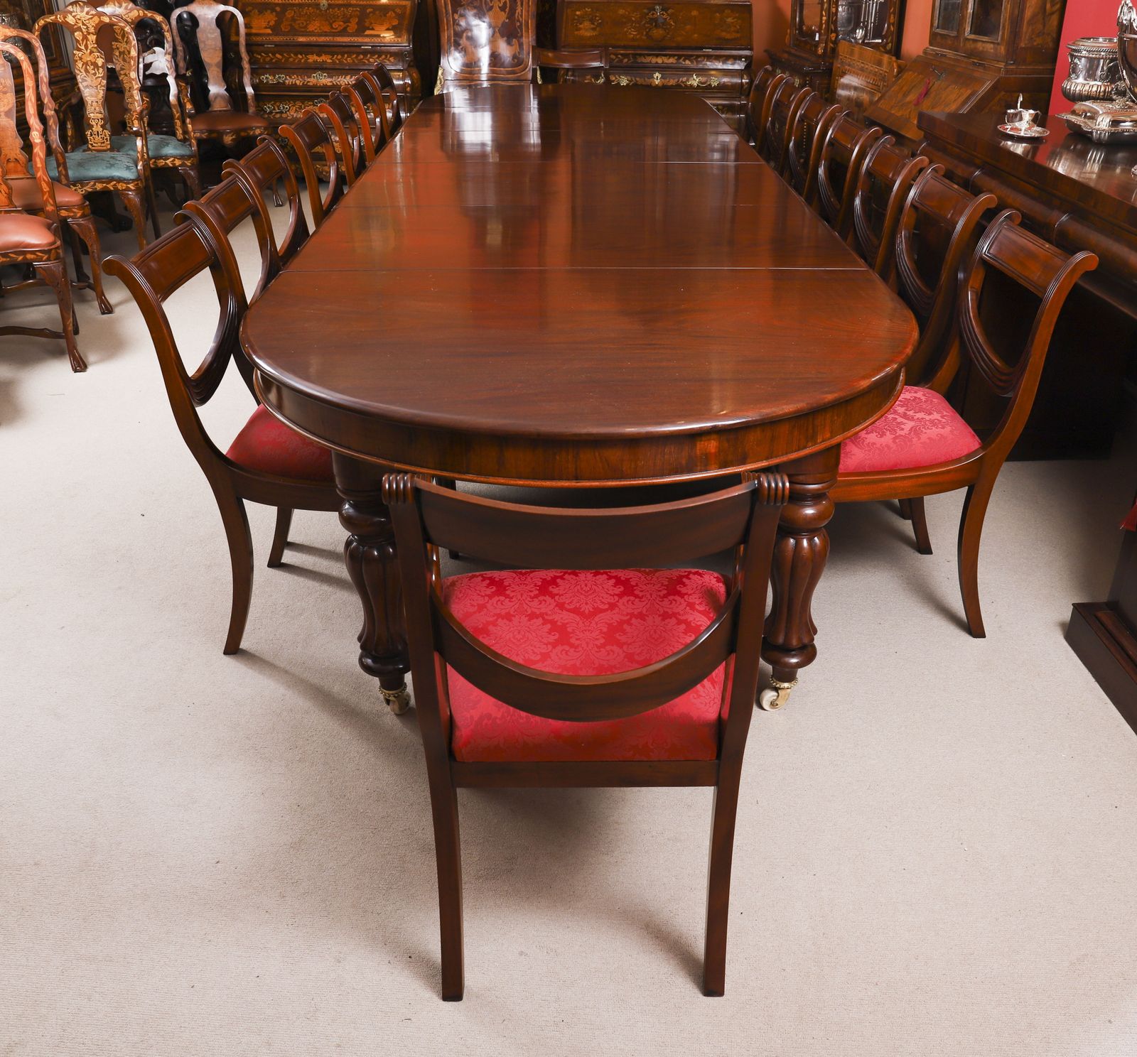 Antique 15ft George III Cuban Flame Mahogany Extending Dining Table Circa 1810 photo Furniture