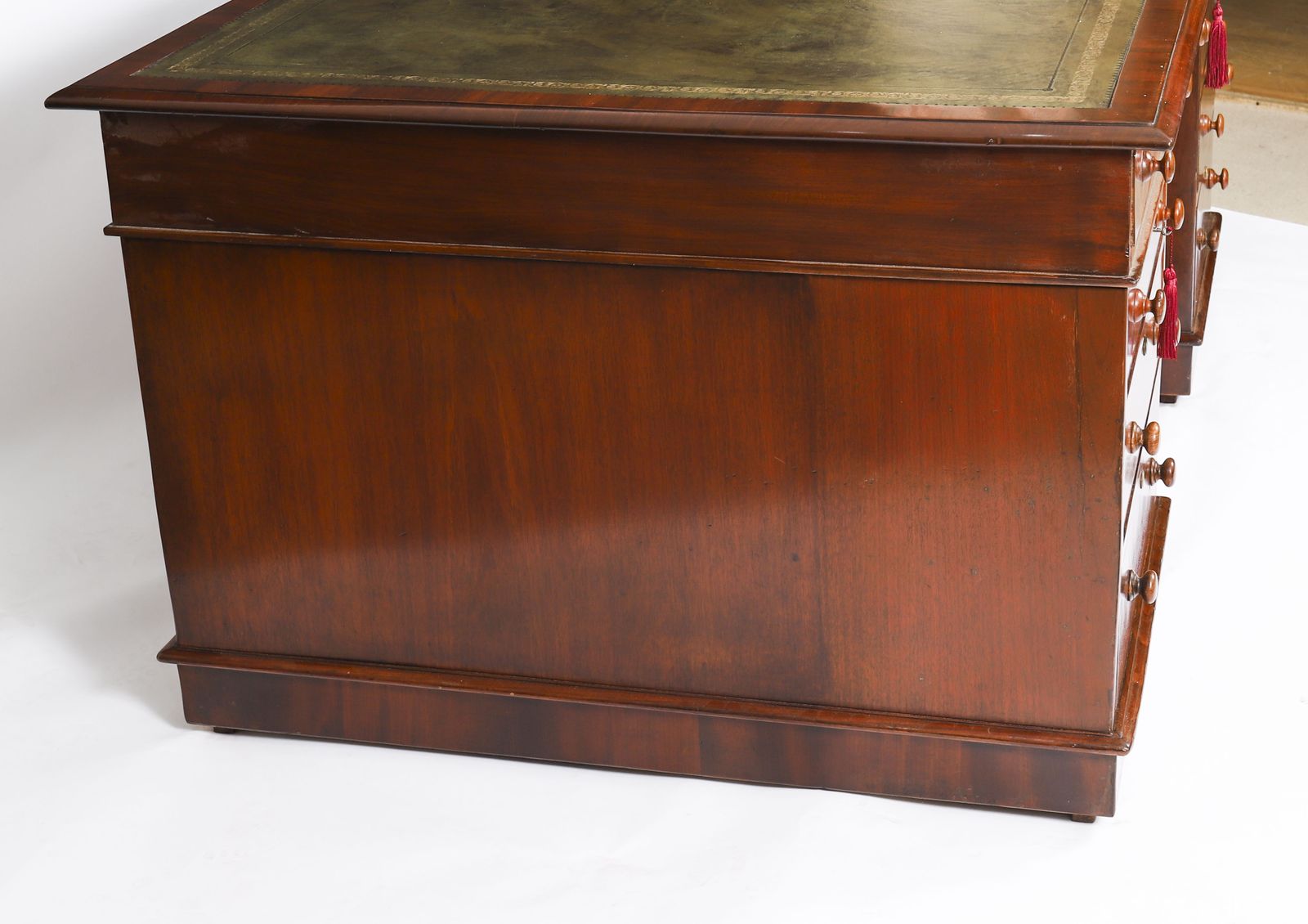 Furniture Victorian Flame Mahogany Partners Pedestal Desk C.1860  19th C photo