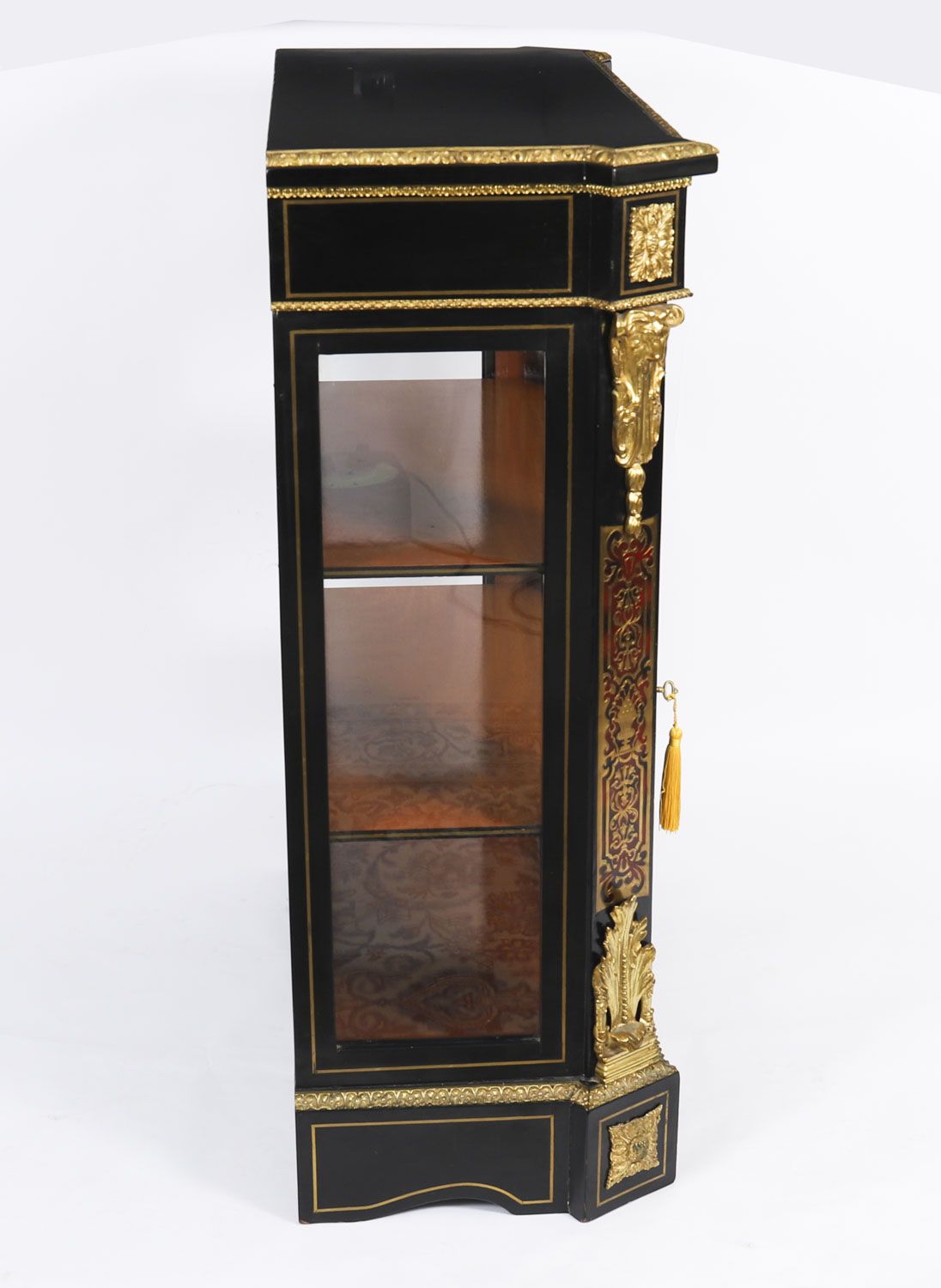 photo vintage Antique French Napoleon III Ebonized Boulle Pier Cabinet C.1860 19th C