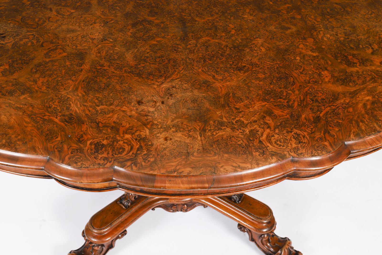 Antique Burr Walnut Oval Tilt Top Loo Dining Table Circa 1860 19th Century photo Furniture