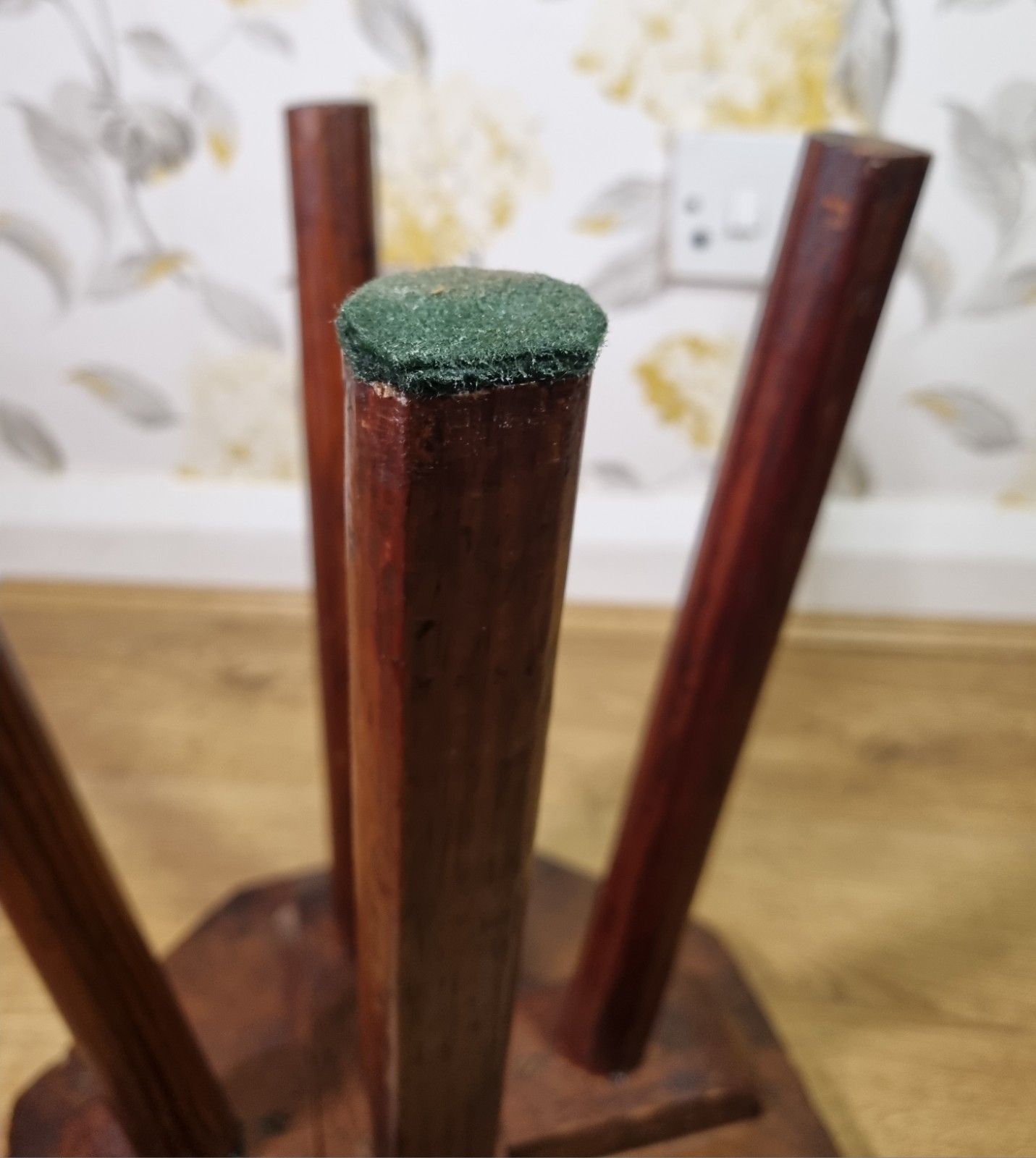 photo buy Vintage Wooden Stool Stand Arts & Crafts Libertys Japanese Floral Carved Top