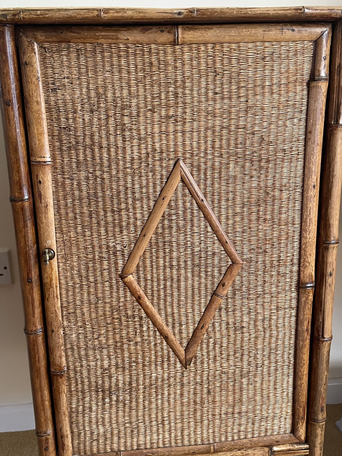 Bamboo And Rattan Early 20th Century Cabinet Oriental Chinoiserie photo for sale