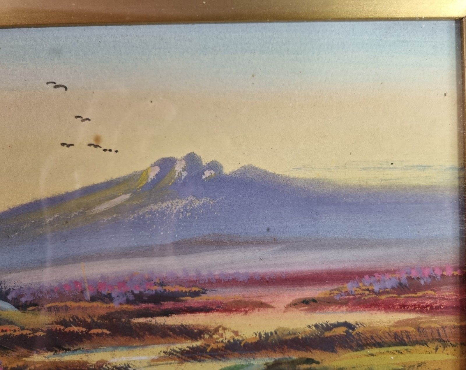 Early 20th Century Gouache Watercolour Painting Landscape Framed  By J. Monti photo 60.0