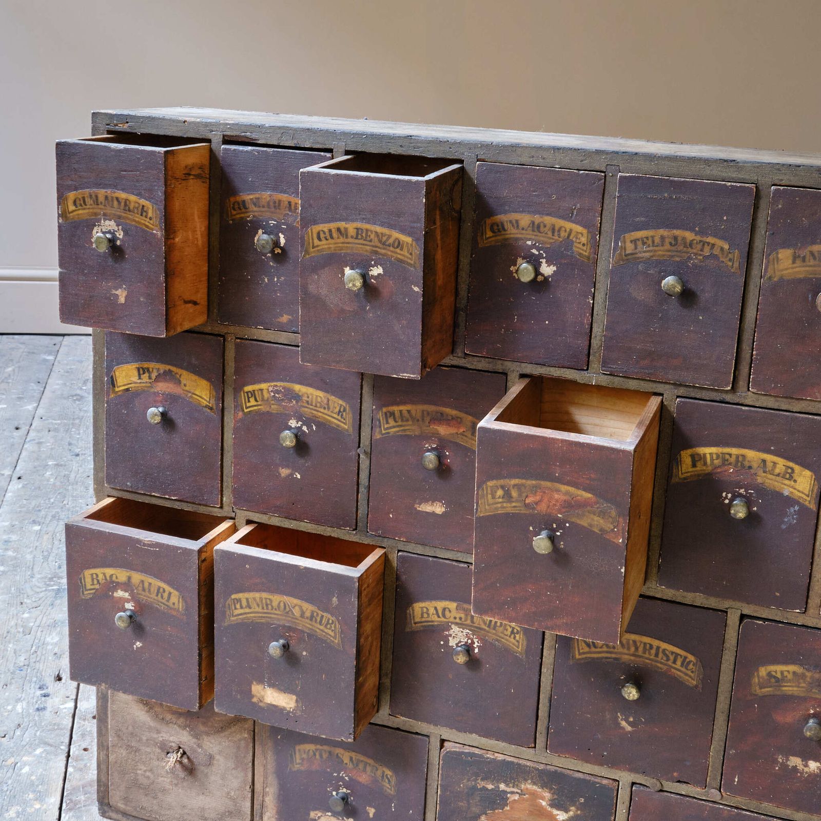photo for sale 19th Century Bank Of Apothecary Drawers