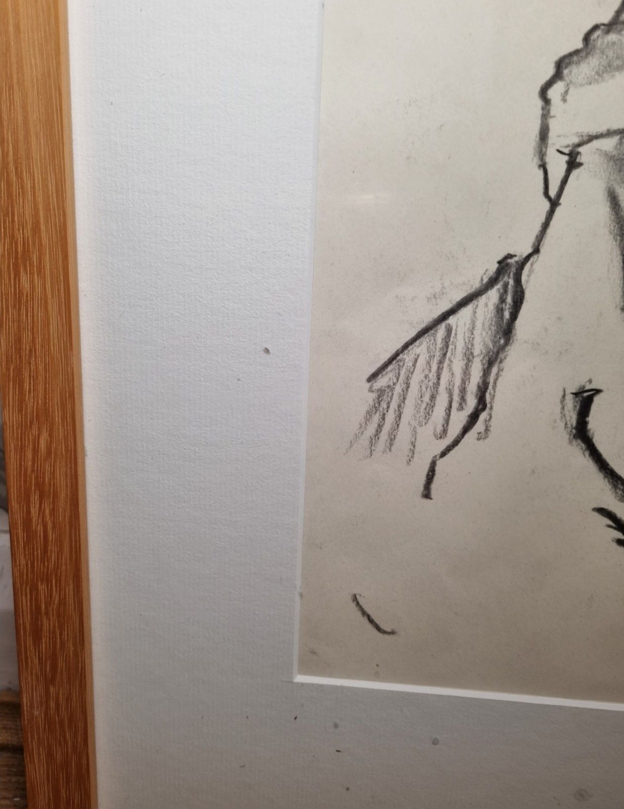 photo furniture Large Framed Original Charcoal On Paper Life Drawing Nude Woman Female Signed