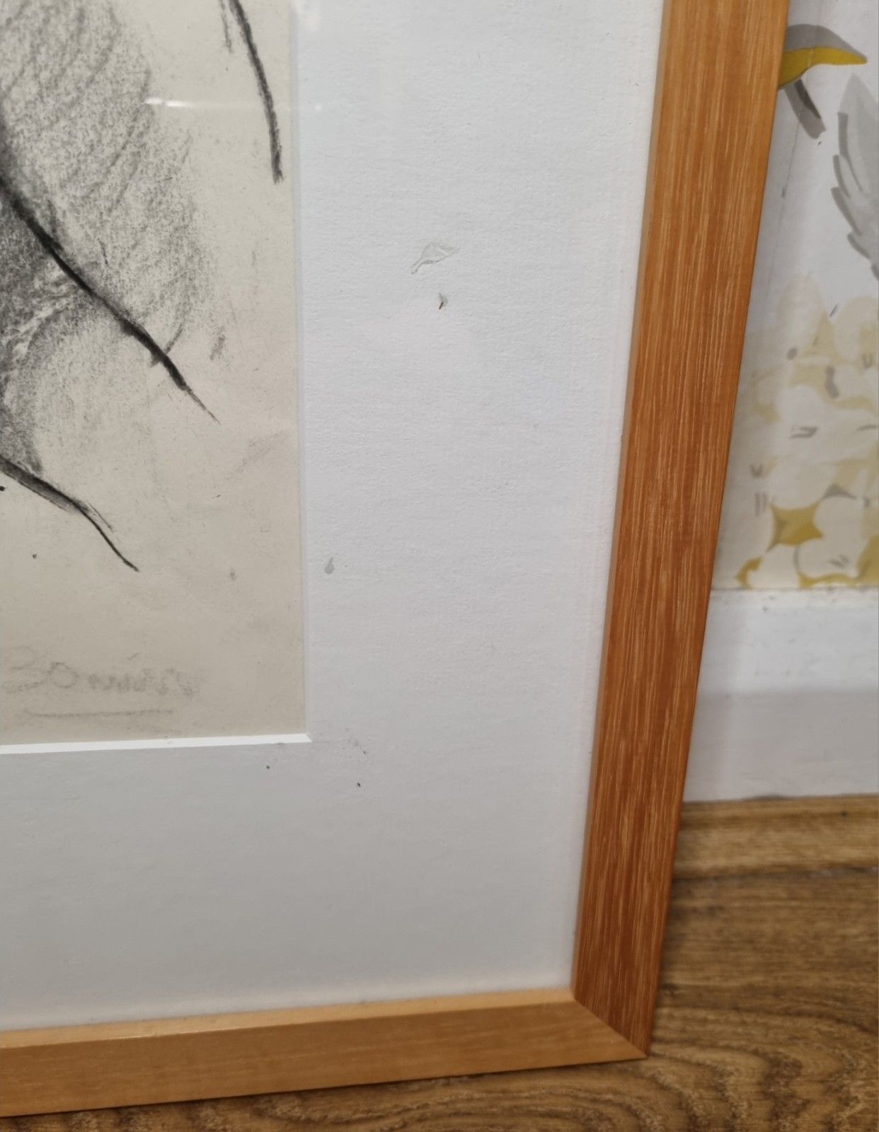 photo vinterior Large Framed Original Charcoal On Paper Life Drawing Nude Woman Female Signed