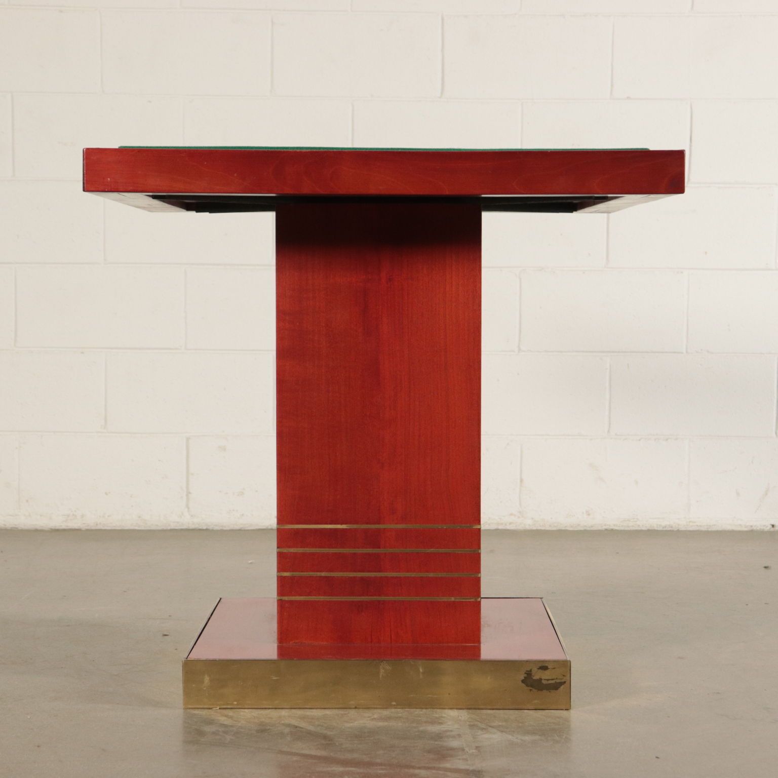 photo for sale Vintage 1980s Table Stained Wood Brass Italy