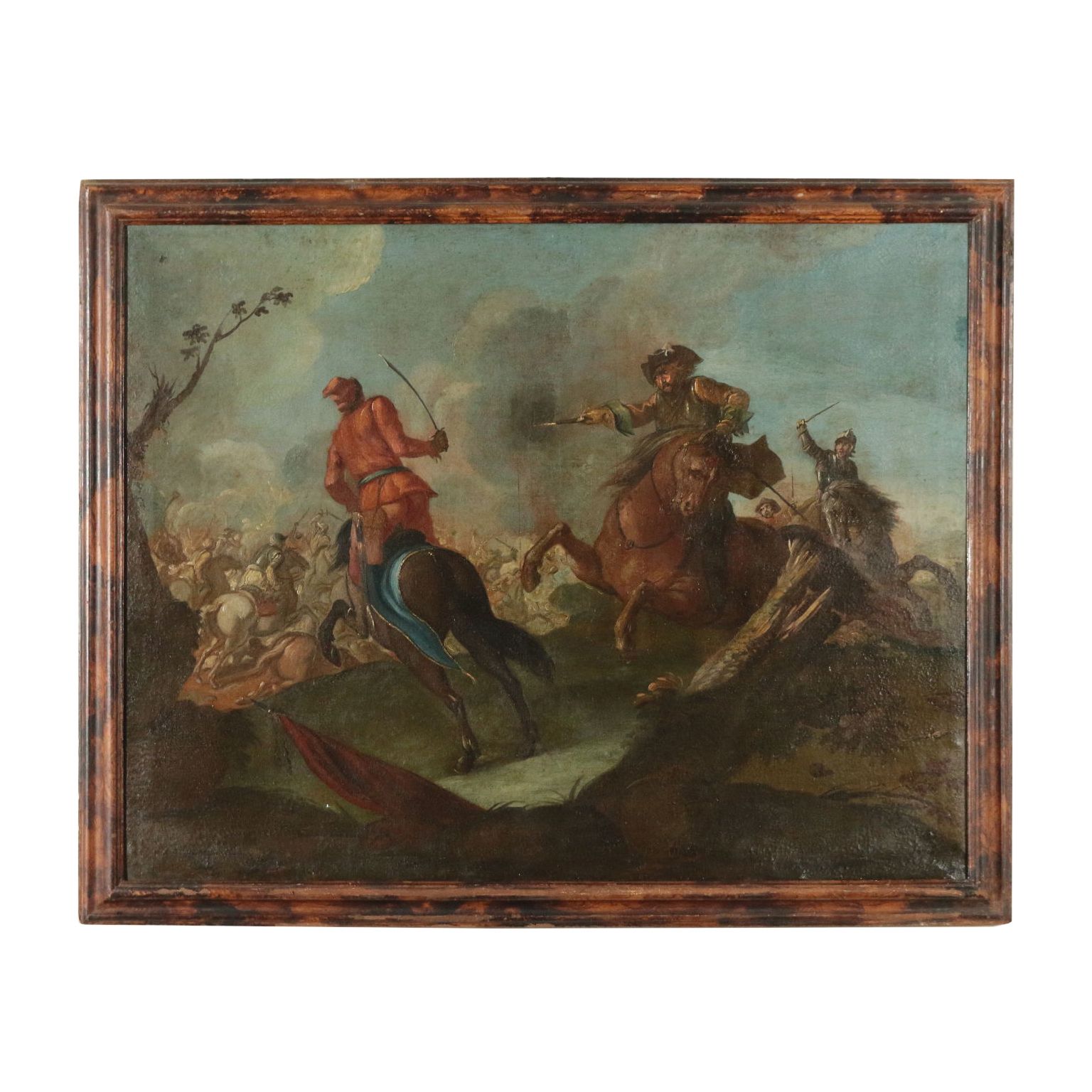 Battle Scene Oil On Canvas 17th Century photo furniture