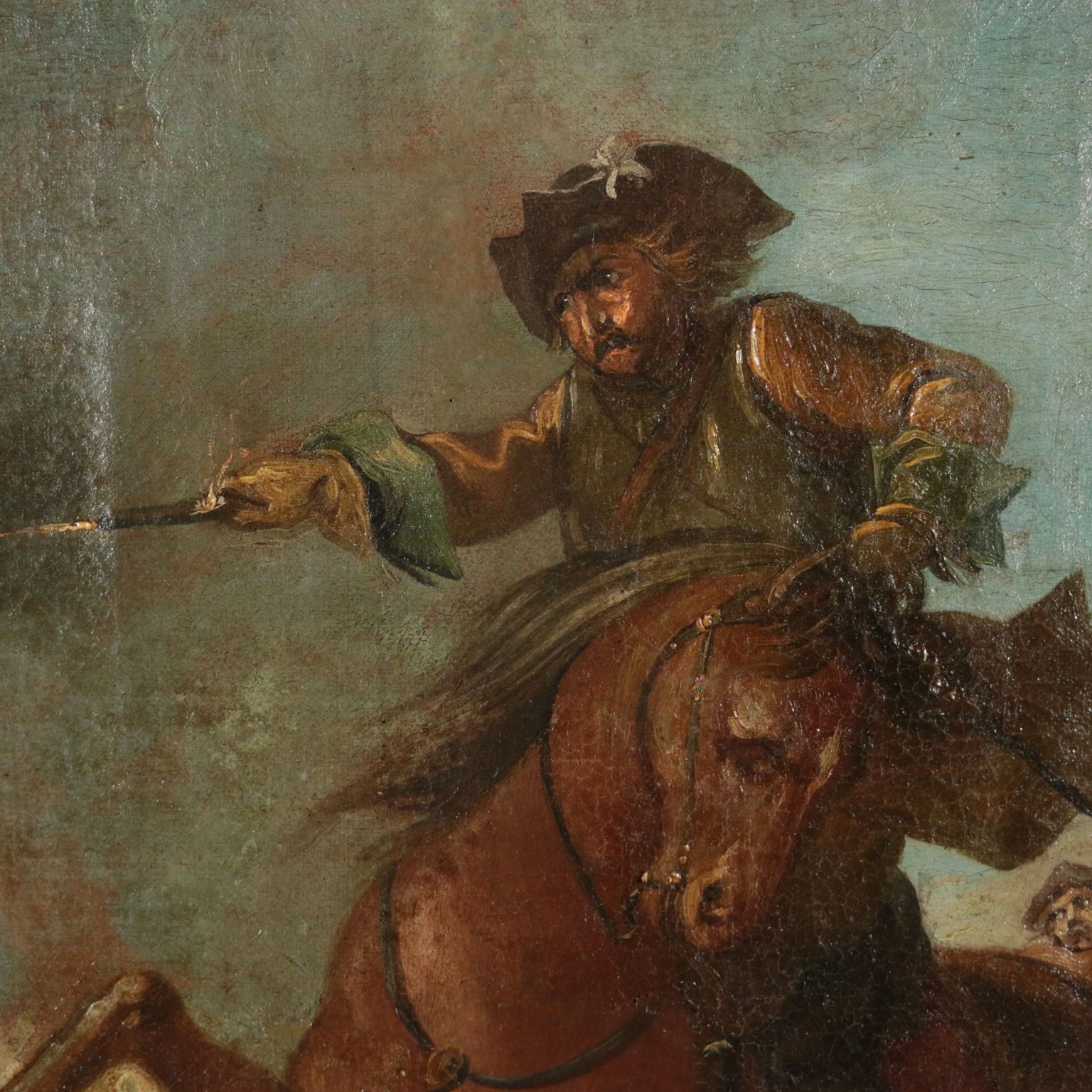 Battle Scene Oil On Canvas 17th Century photo for sale
